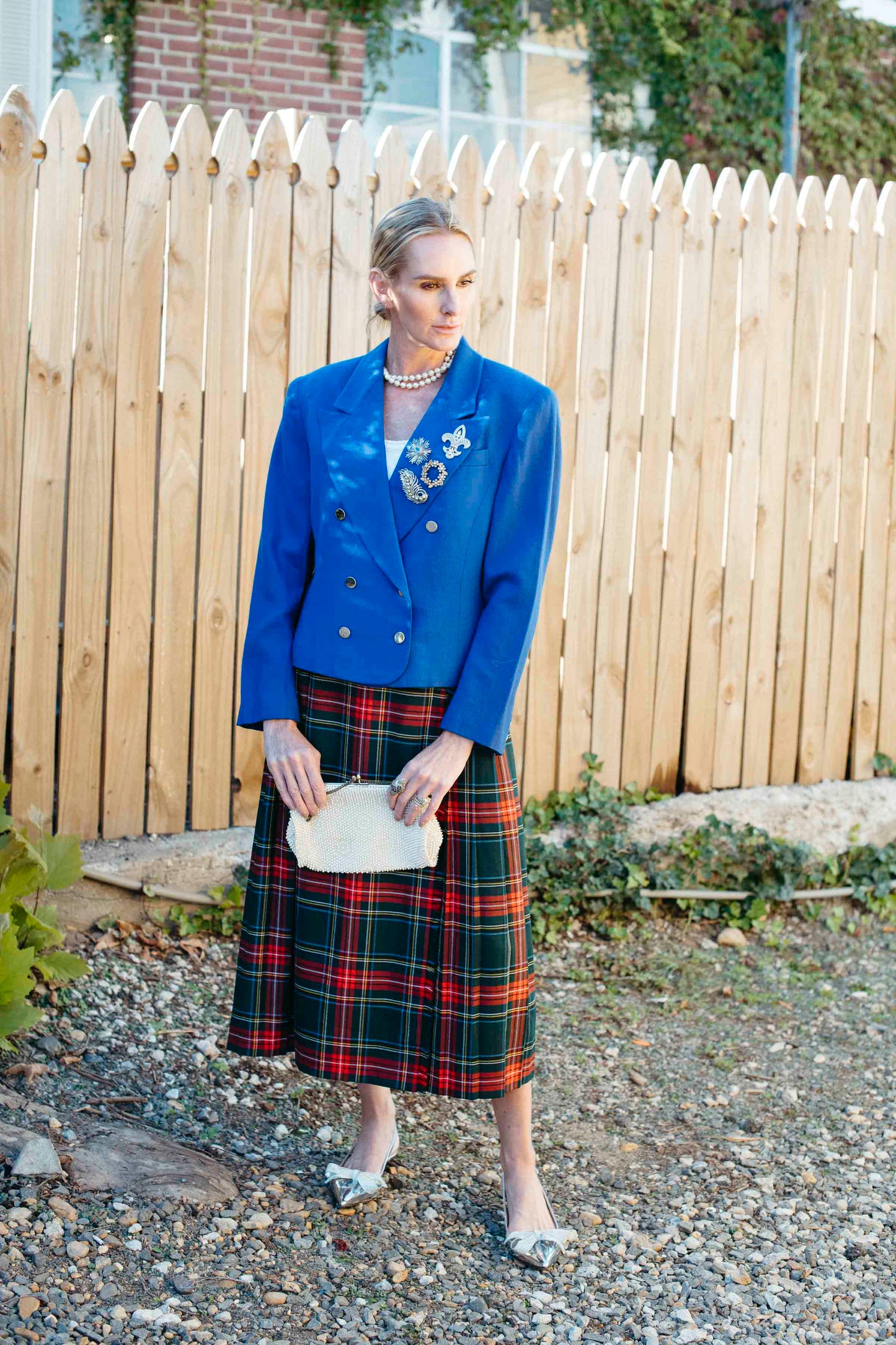 Vintage Cobalt Blue Wool Cropped Blazer