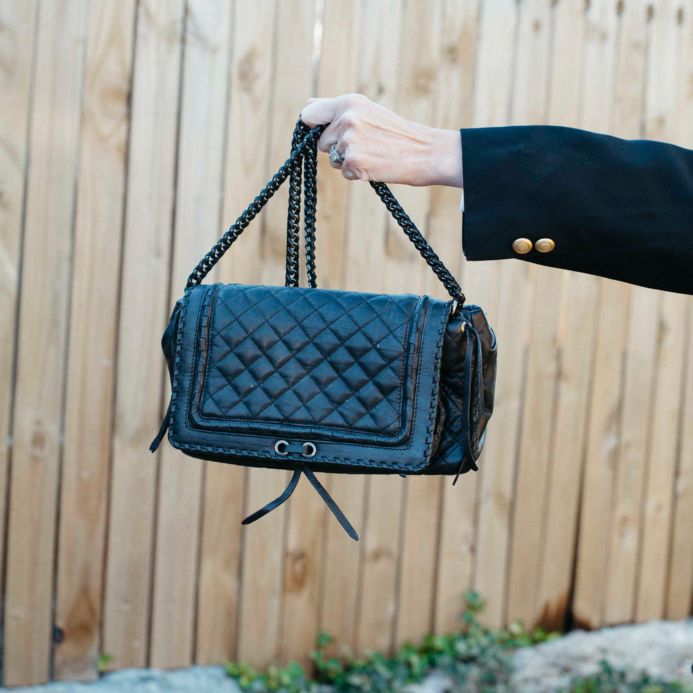 Vintage Quilted Black Bag