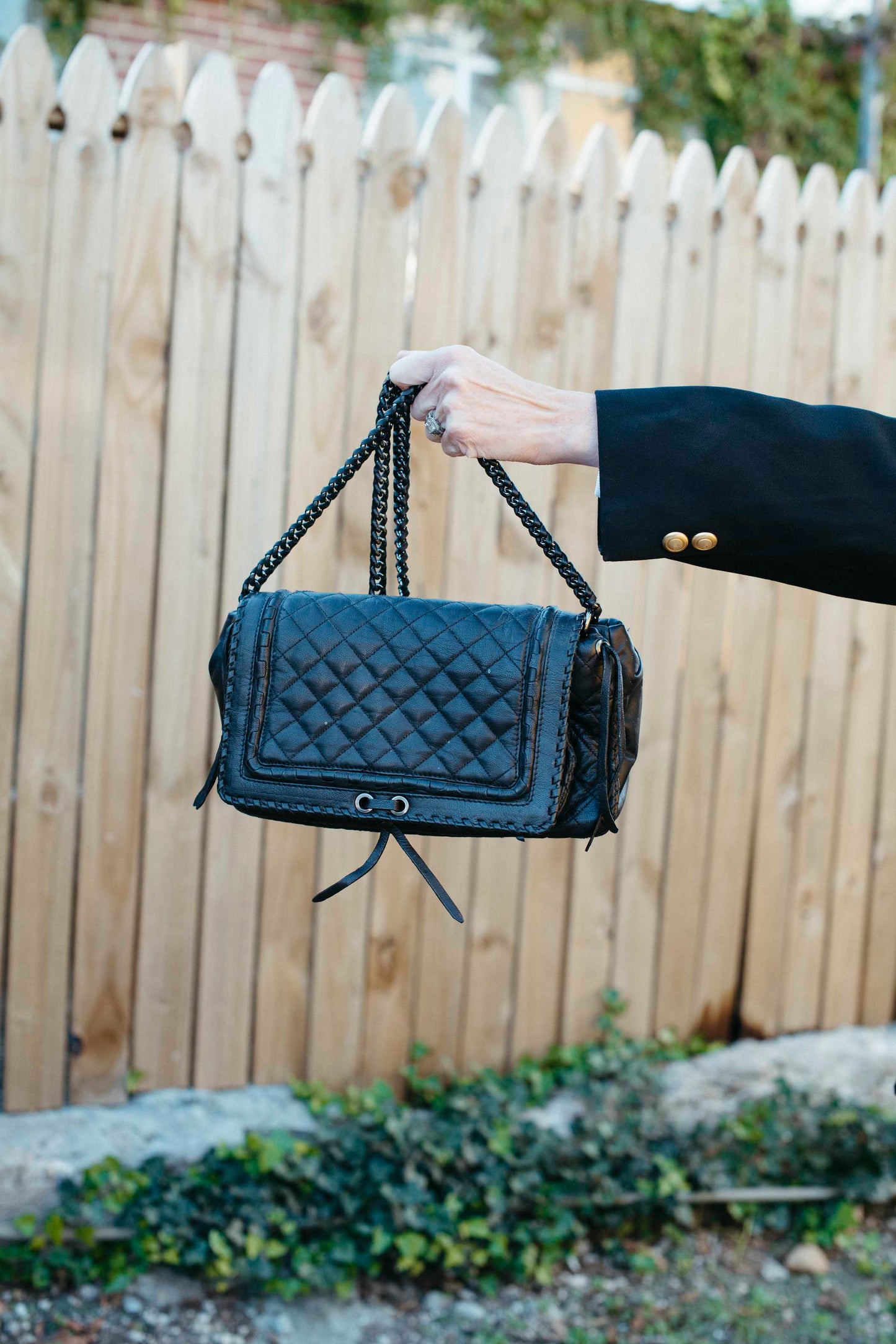 Vintage Quilted Black Bag