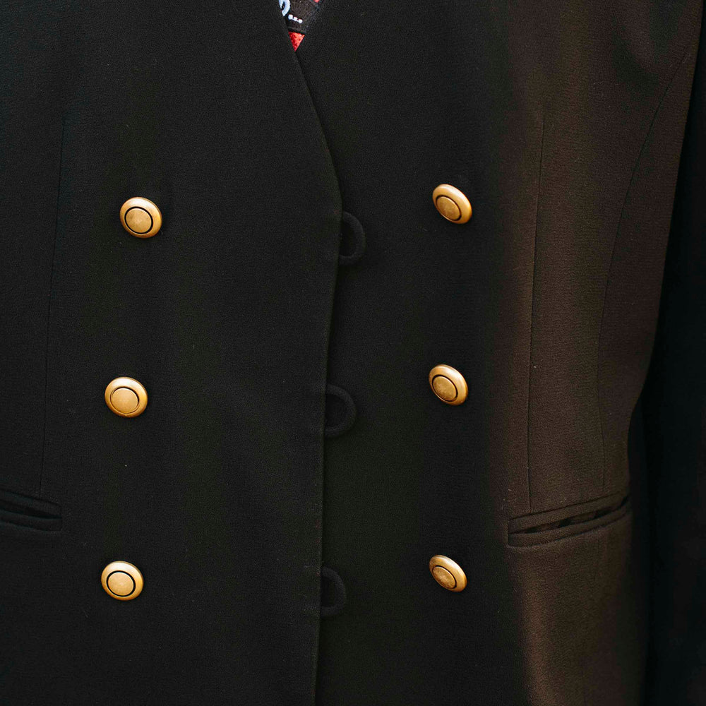 
                      
                        Vintage Black Jacket with Gold Buttons
                      
                    