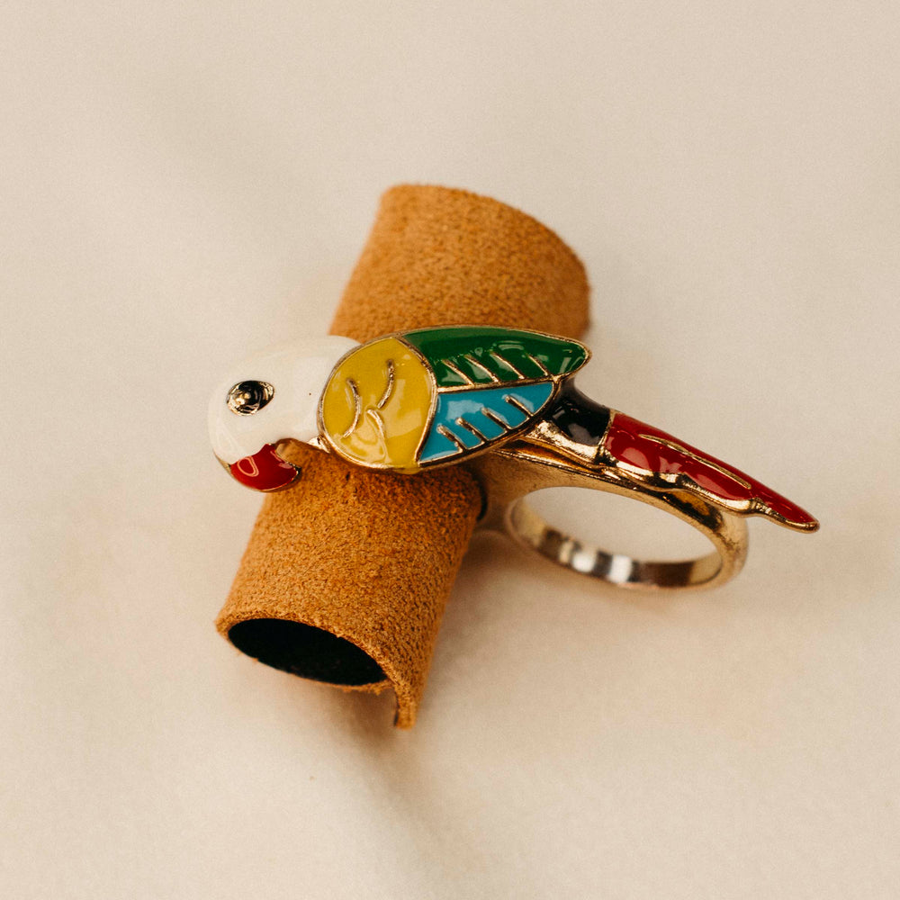 Vintage Tropical Bird Double Ring