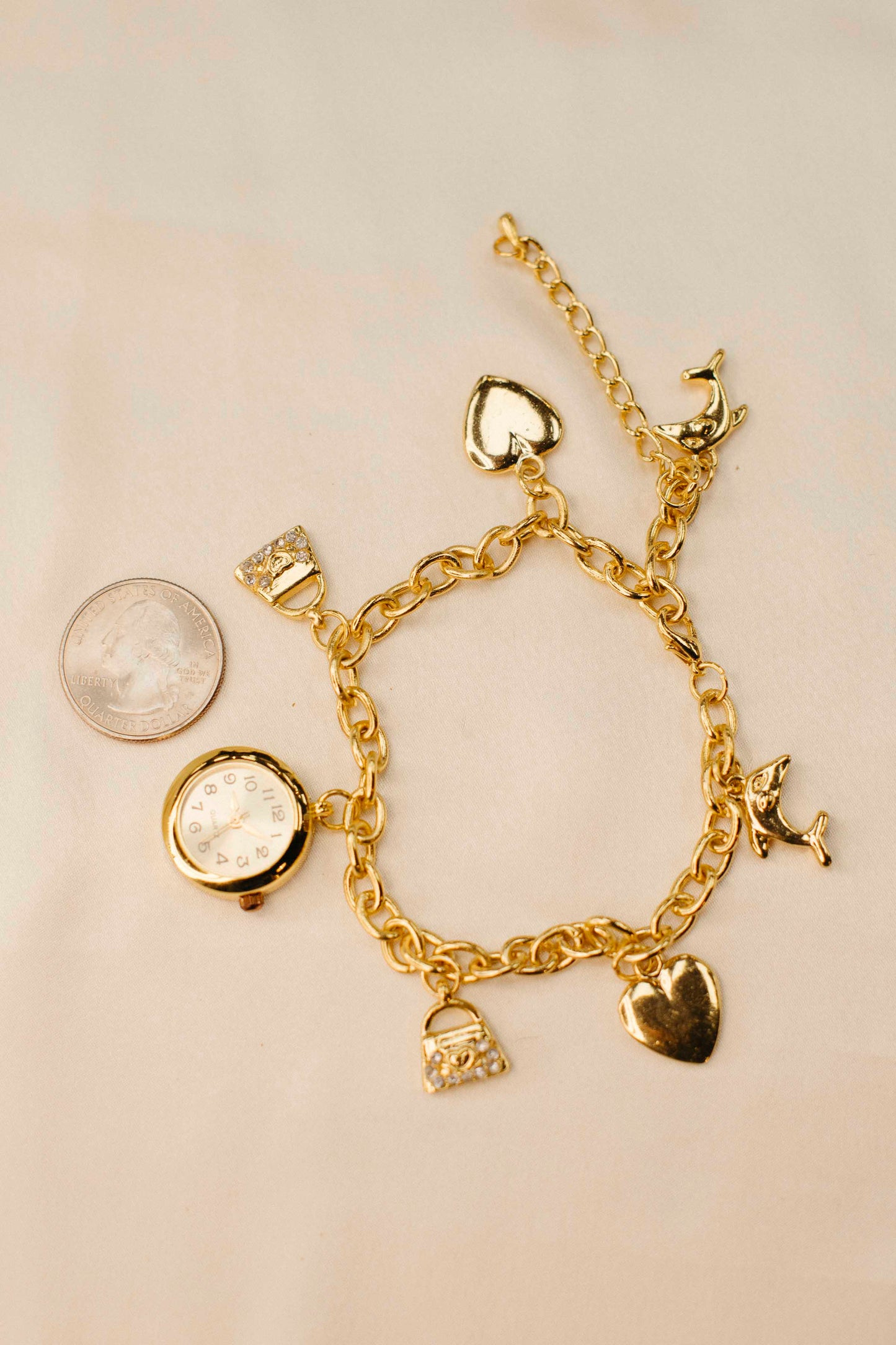 Vintage Clock Charm Bracelet