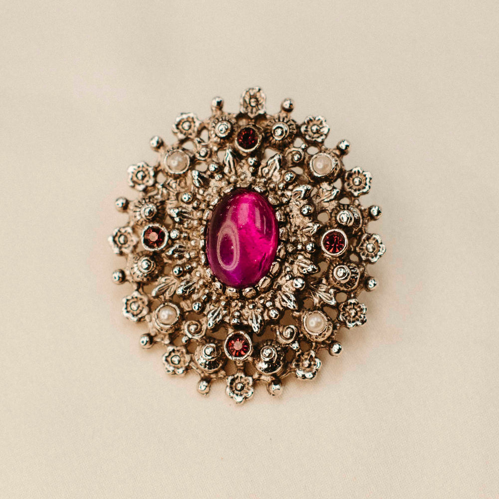 Vintage Amethyst + Pearl Brooch