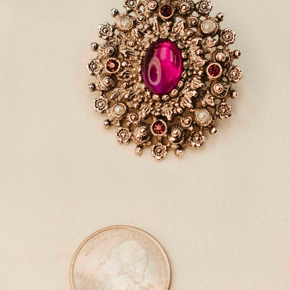 Vintage Amethyst + Pearl Brooch