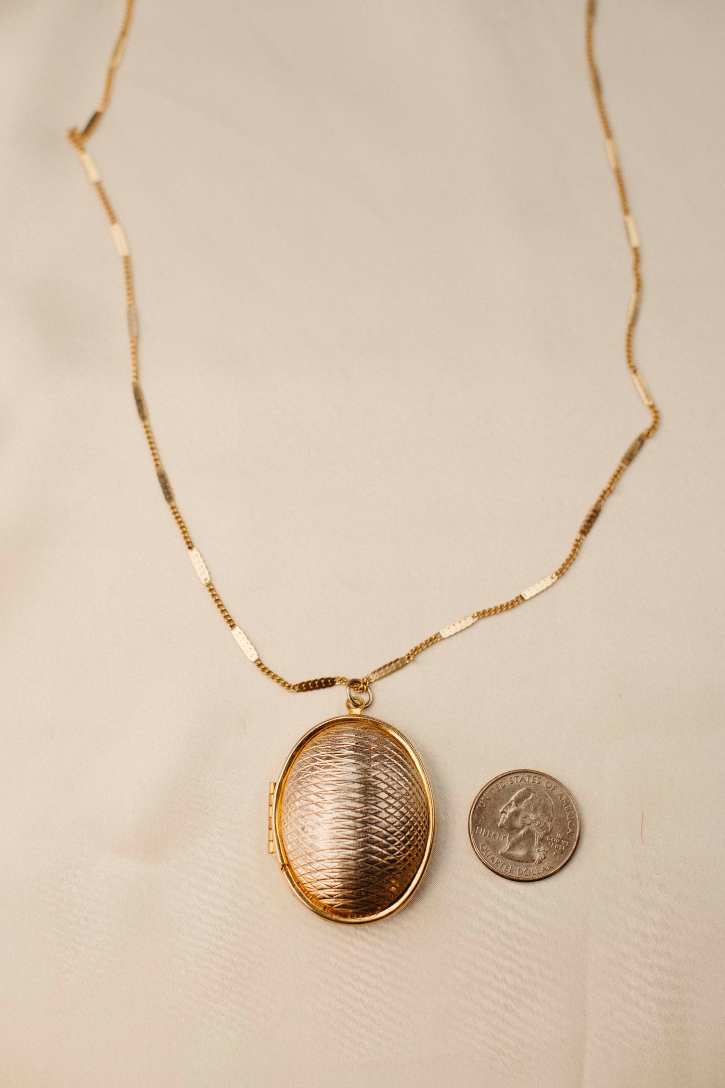 Vintage Large Oval Locket Necklace