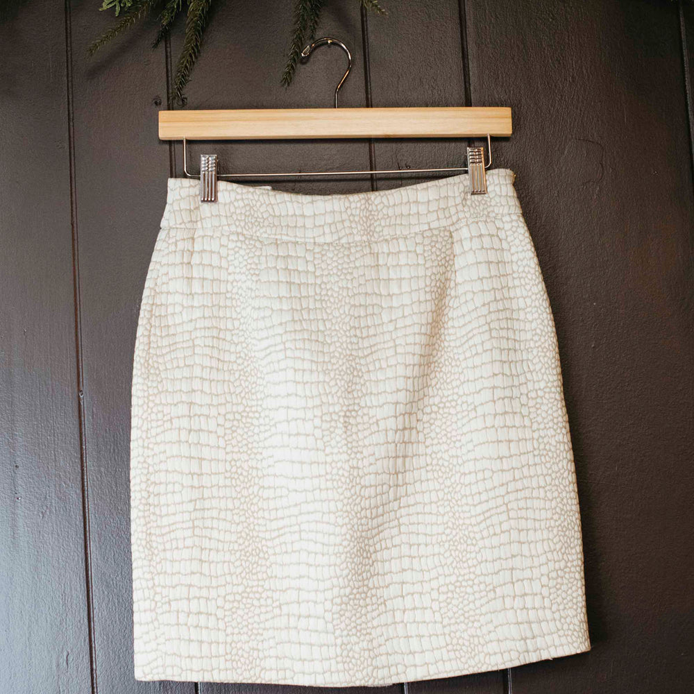 Vintage Cream Snake Skin Print Mini Skirt