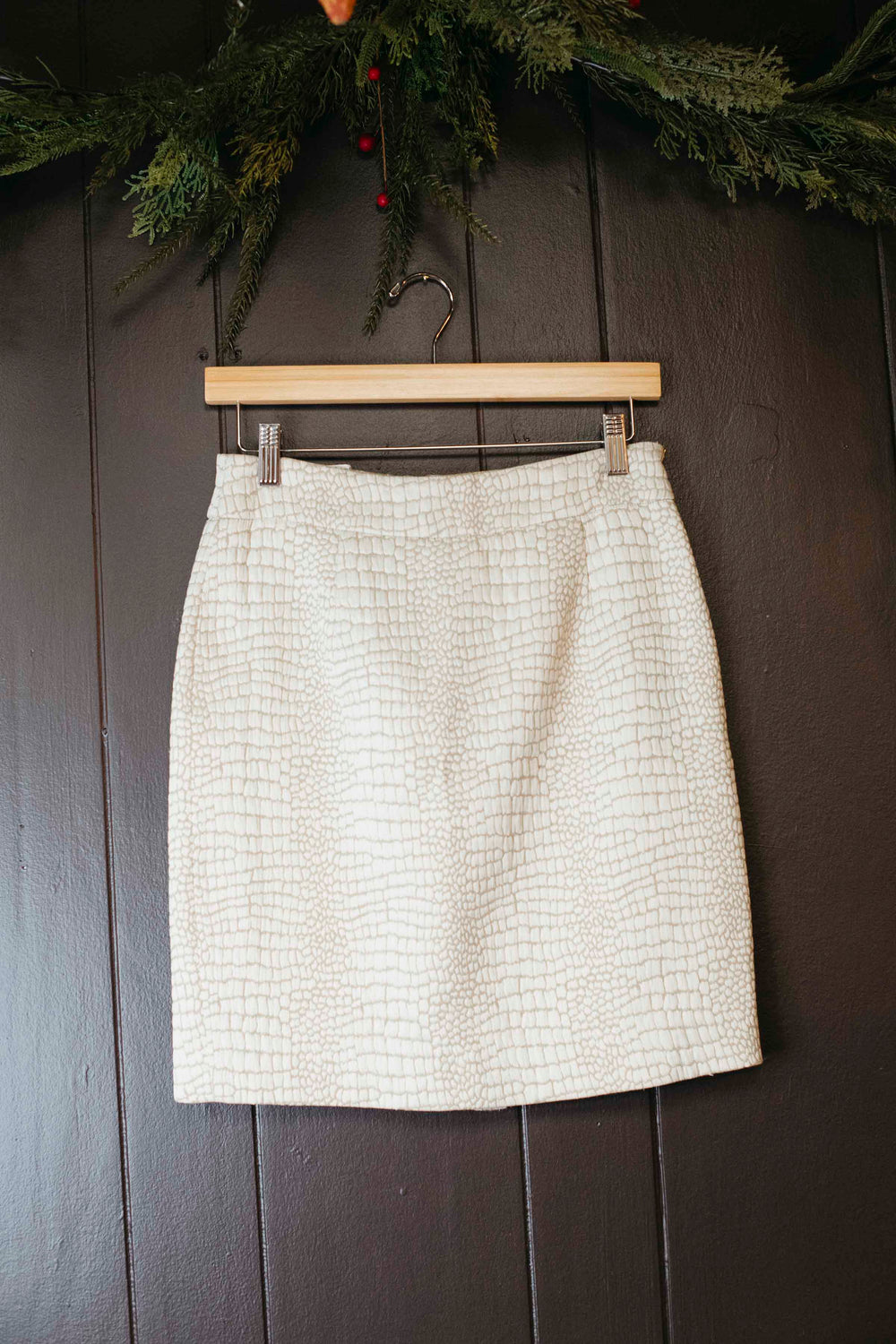 Vintage Cream Snake Skin Print Mini Skirt