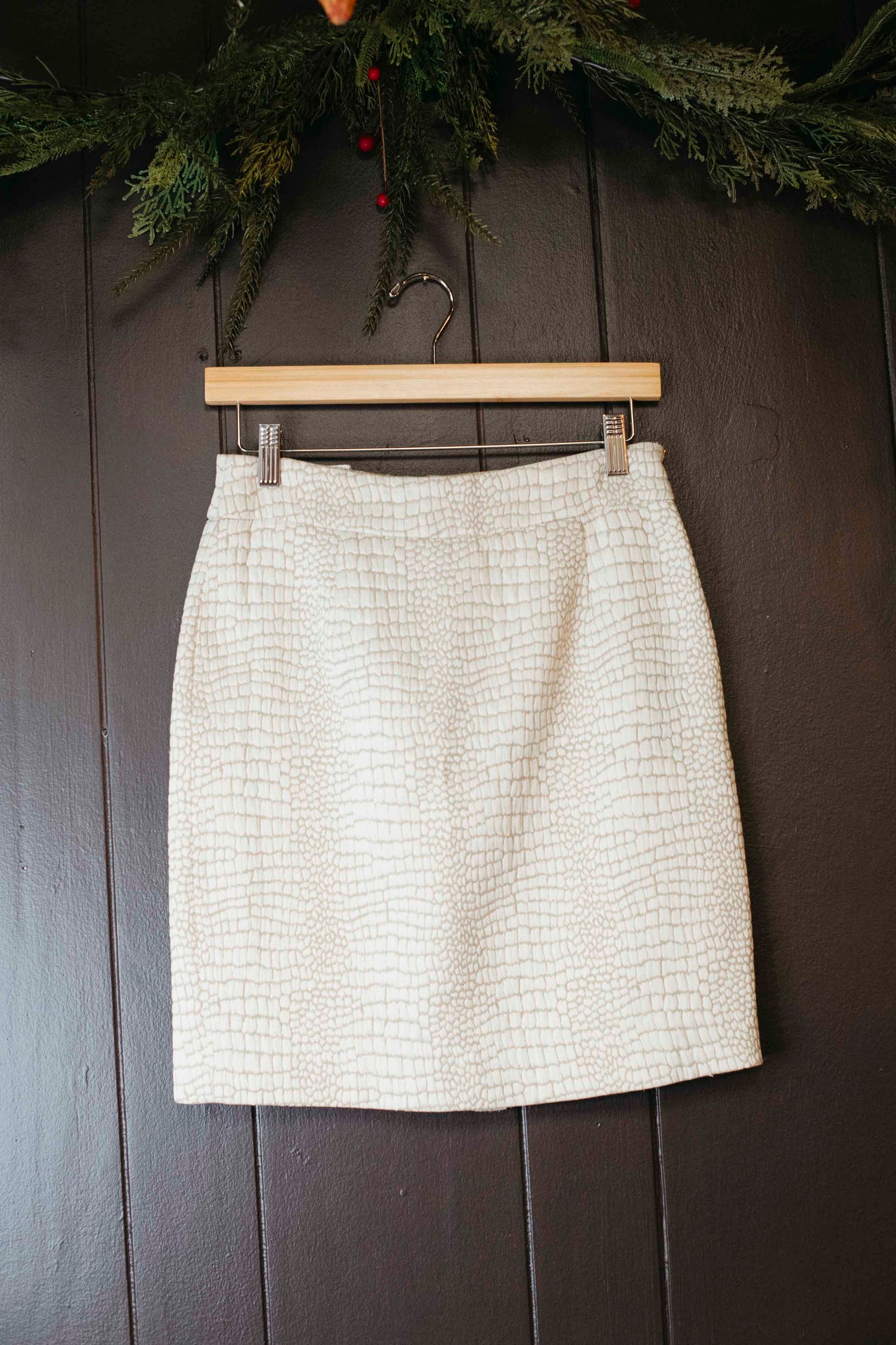 Vintage Cream Snake Skin Print Mini Skirt