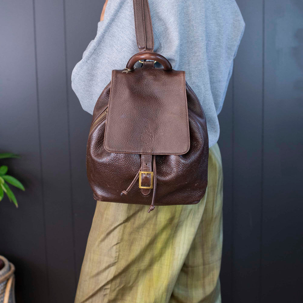 Vintage Mark Cross Brown Leather Backpack