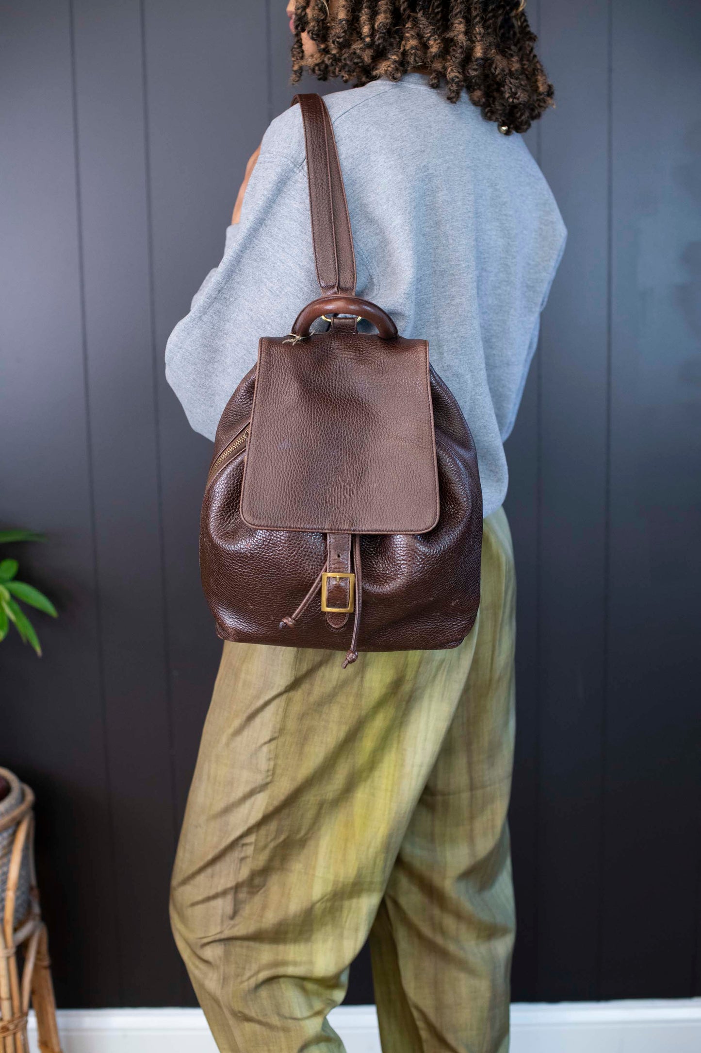 Vintage Mark Cross Brown Leather Backpack