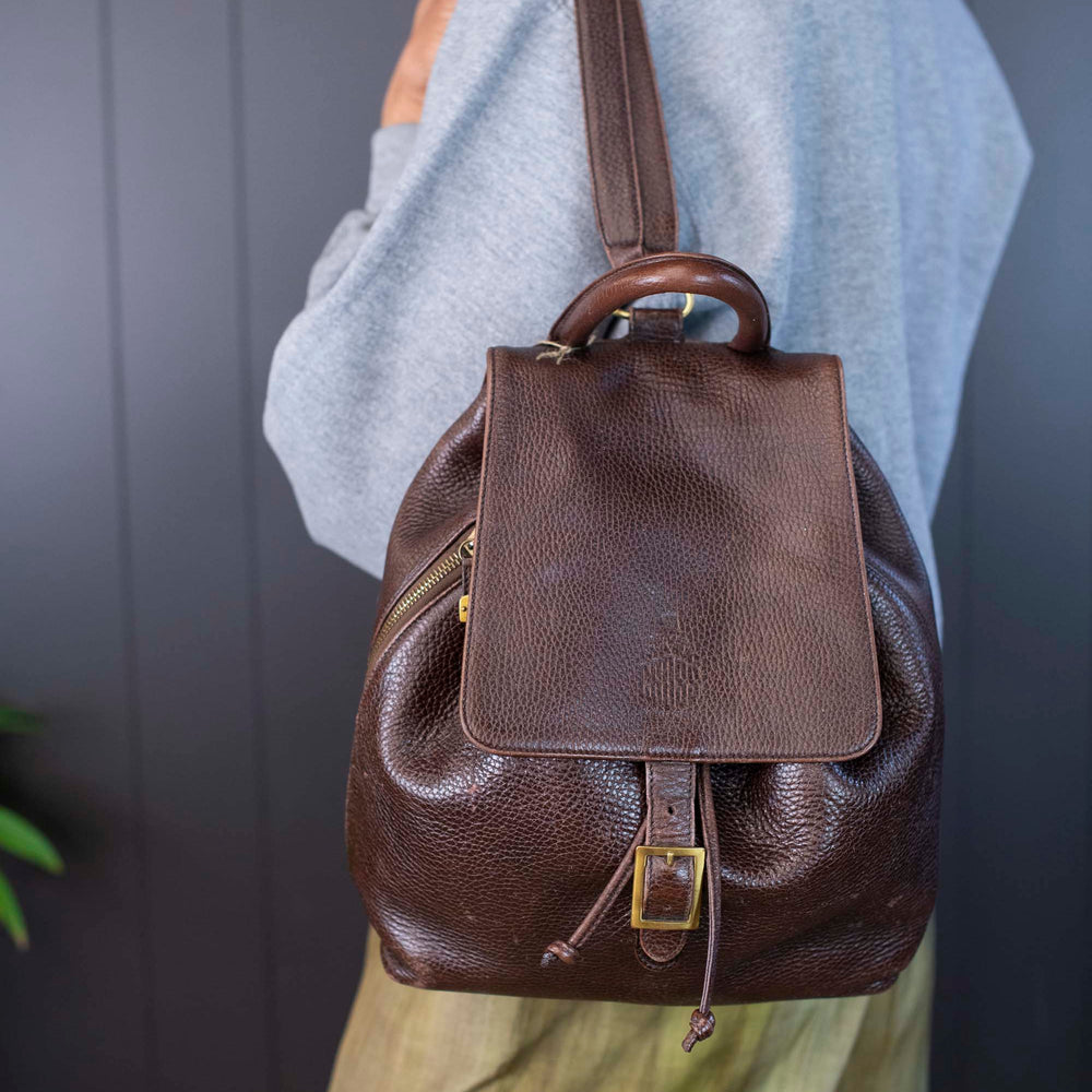 Vintage Mark Cross Brown Leather Backpack