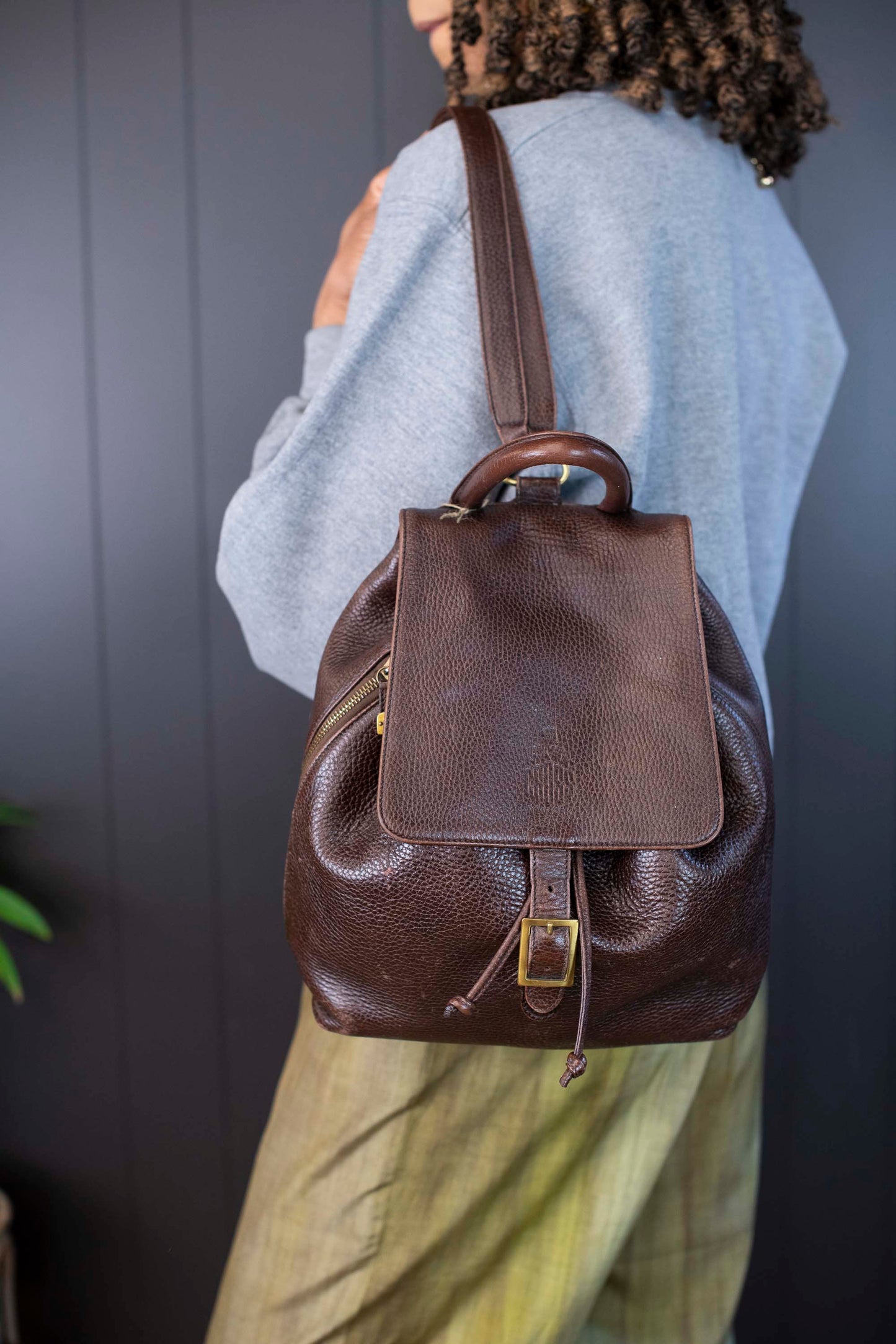 Vintage Mark Cross Brown Leather Backpack