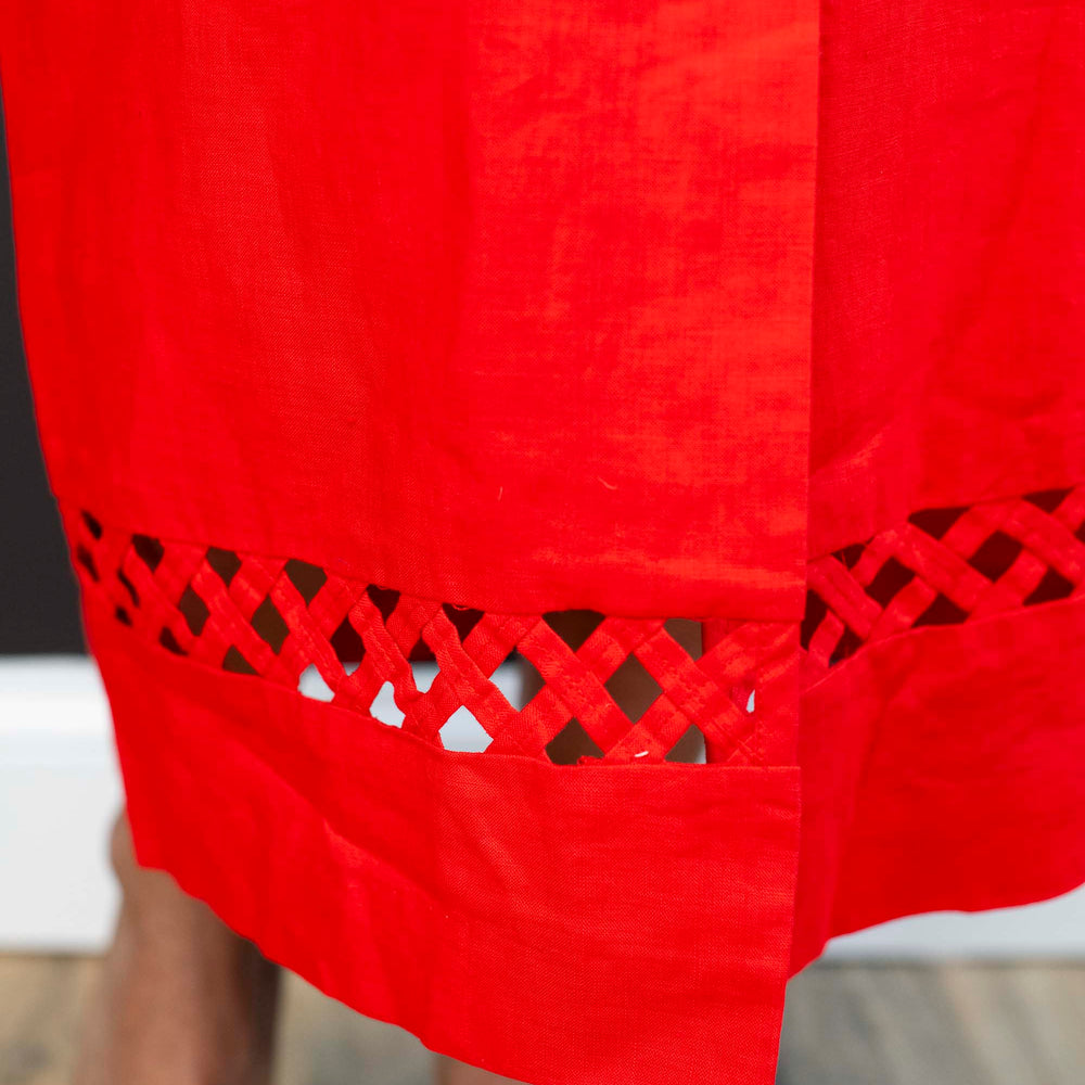 
                      
                        Vintage Red Linen Skirt With Gold Buttons - Size L
                      
                    