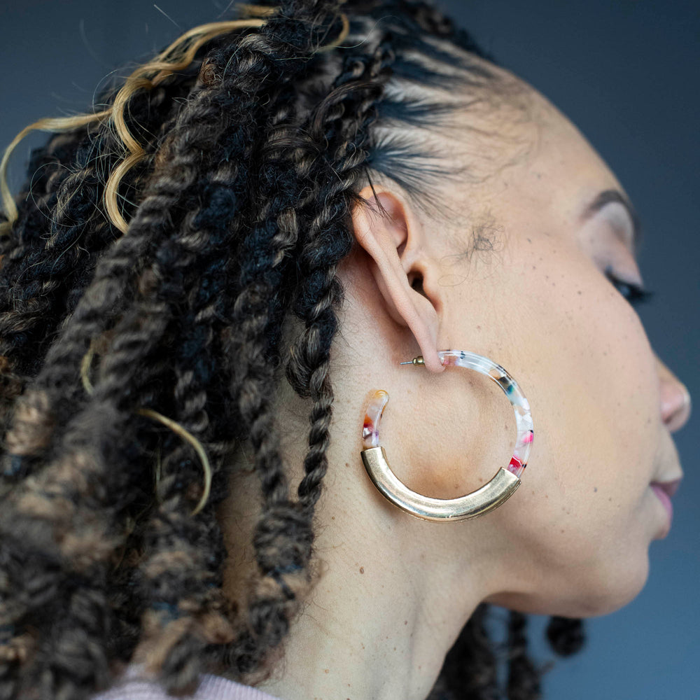 Pre-Loved Resin & Gold-Tone Hoop Earrings