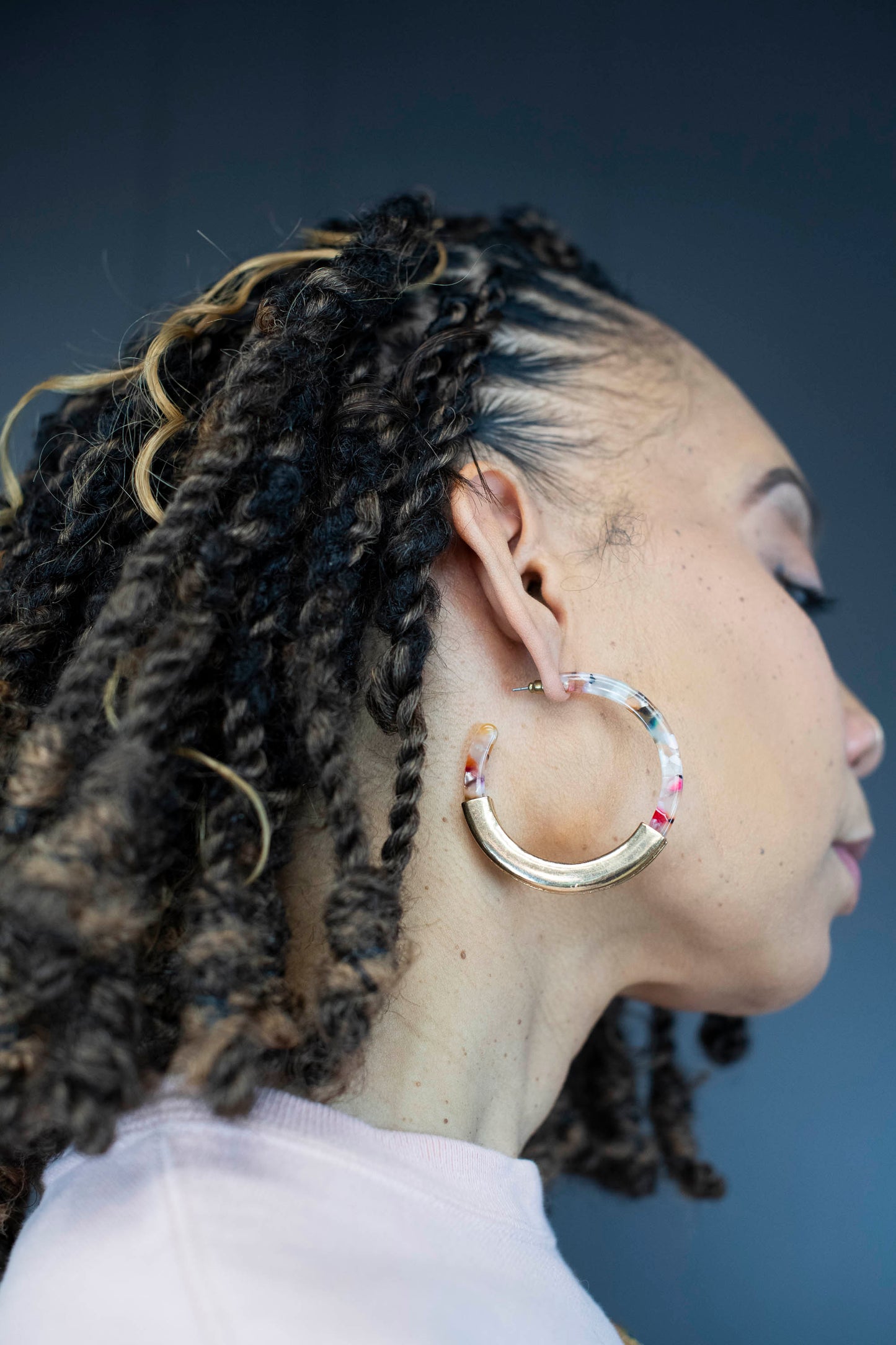 Pre-Loved Resin & Gold-Tone Hoop Earrings