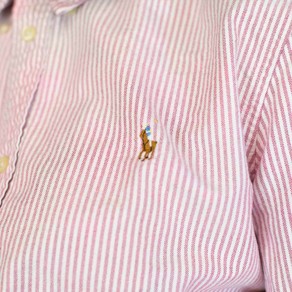 Vintage Ralph Lauren Red Striped Button Down - Size L