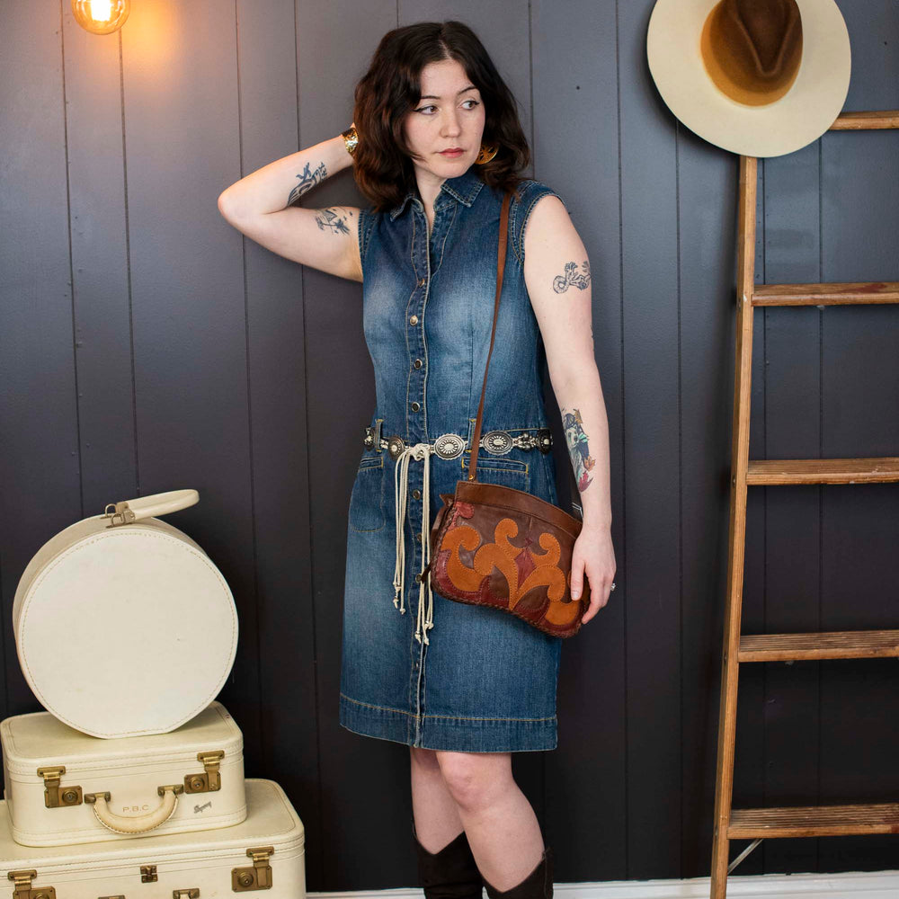 Pre-loved Denim and Concha Belt Dress - Size S