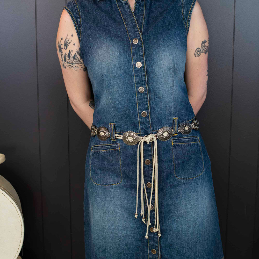 Pre-loved Denim and Concha Belt Dress - Size S