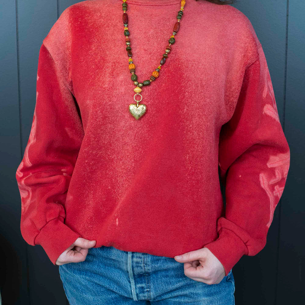 Mode Edit: Red Sweatshirt With Bleached Out Mara Logo - Size L