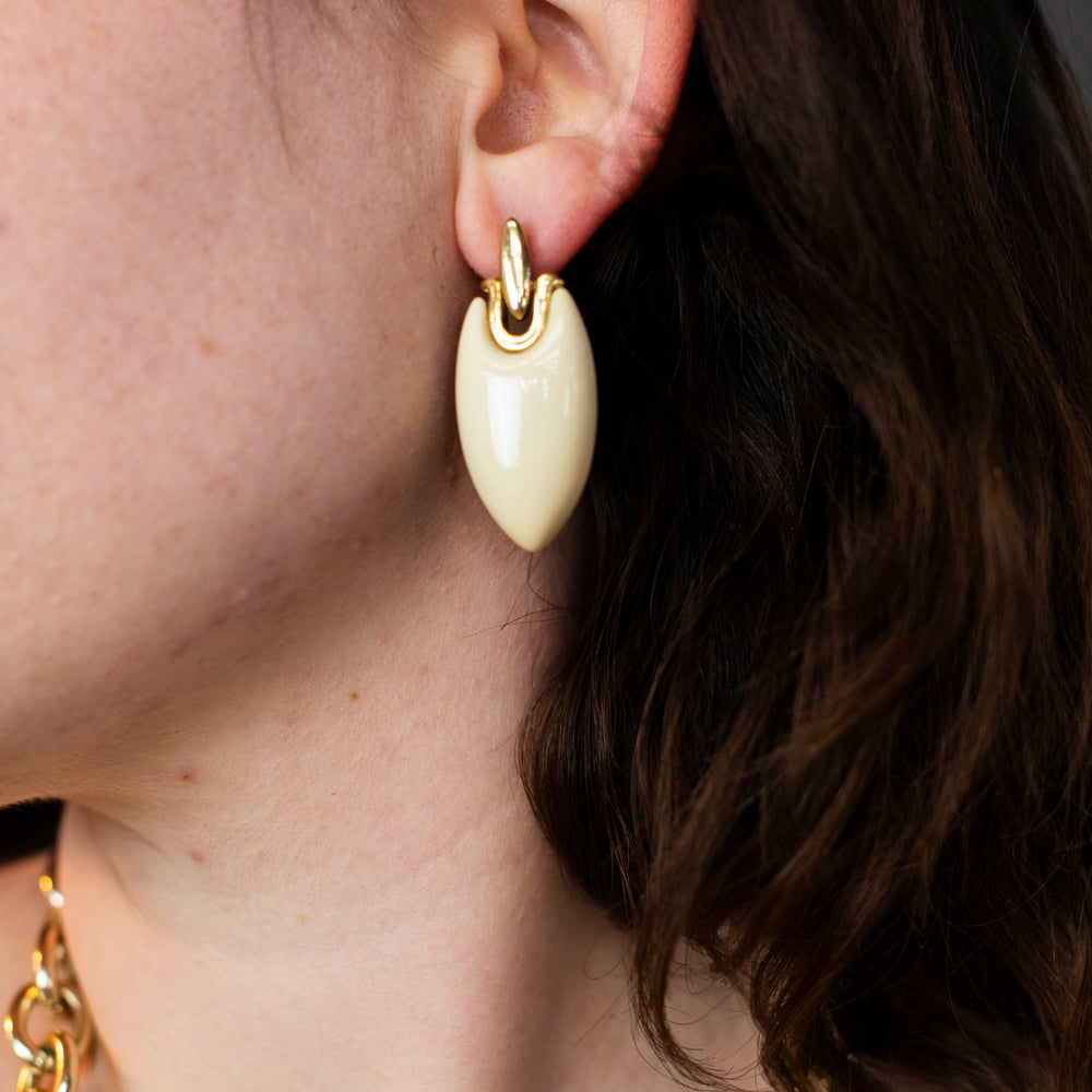 Vintage Cream & Gold Statement Earrings