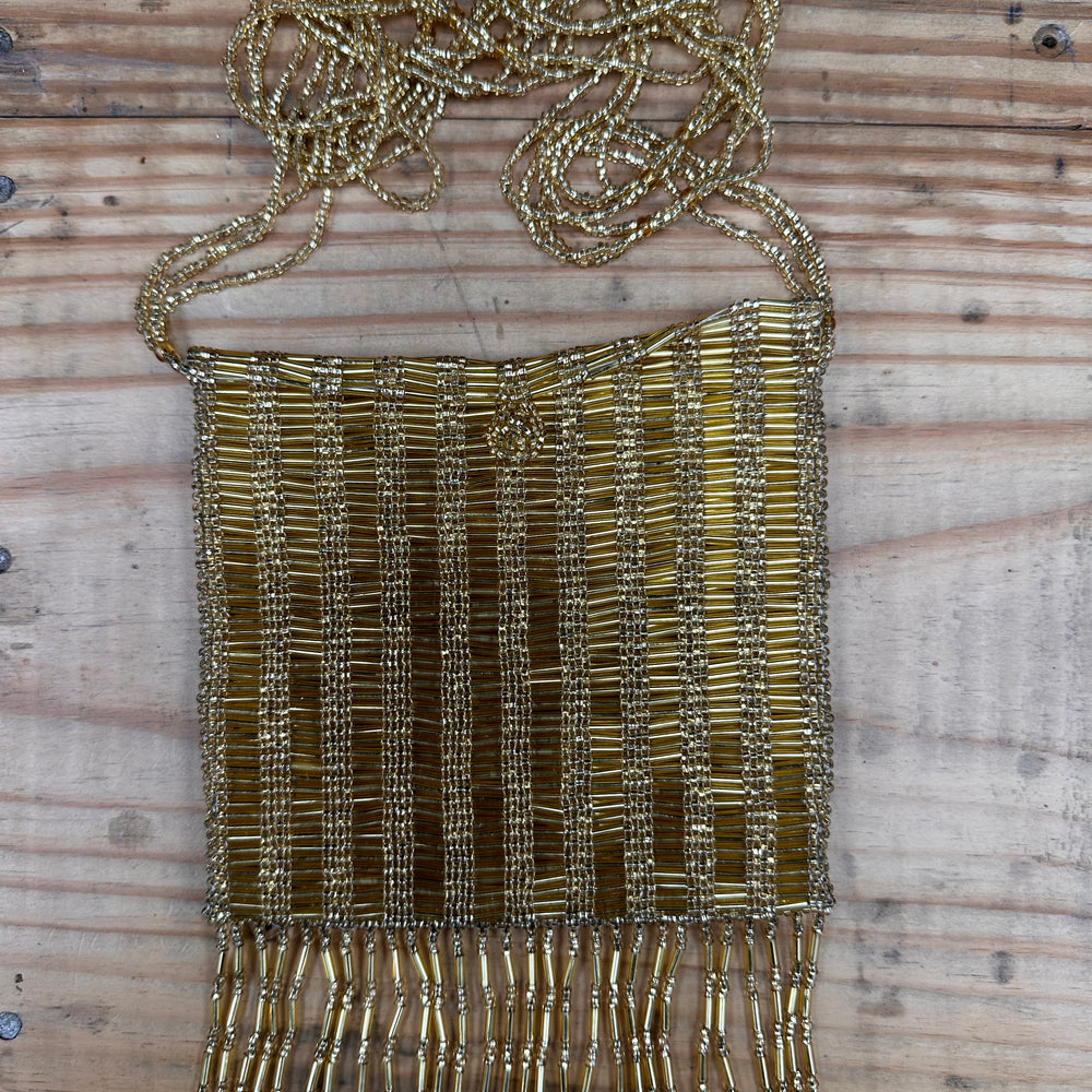 Vintage gold sequins purse with fringe