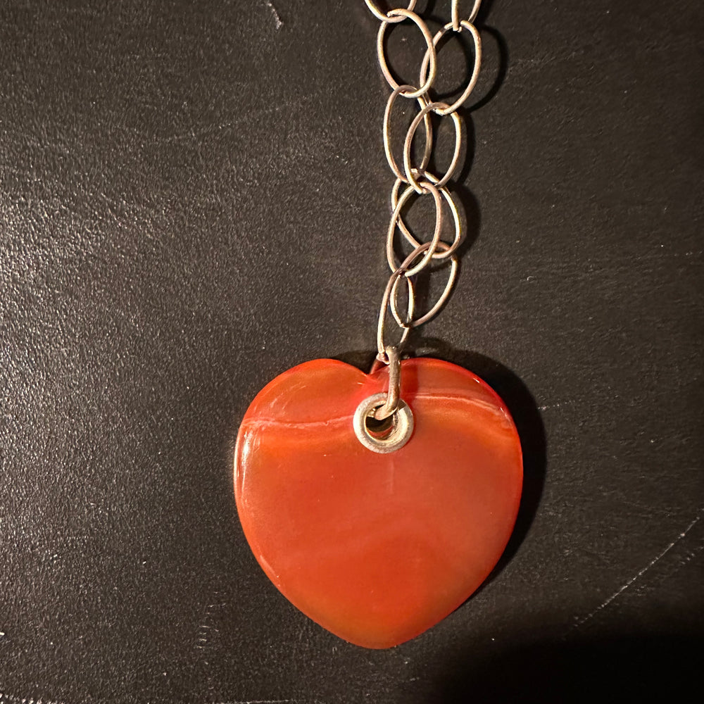 Vintage Amber heart pendant necklace