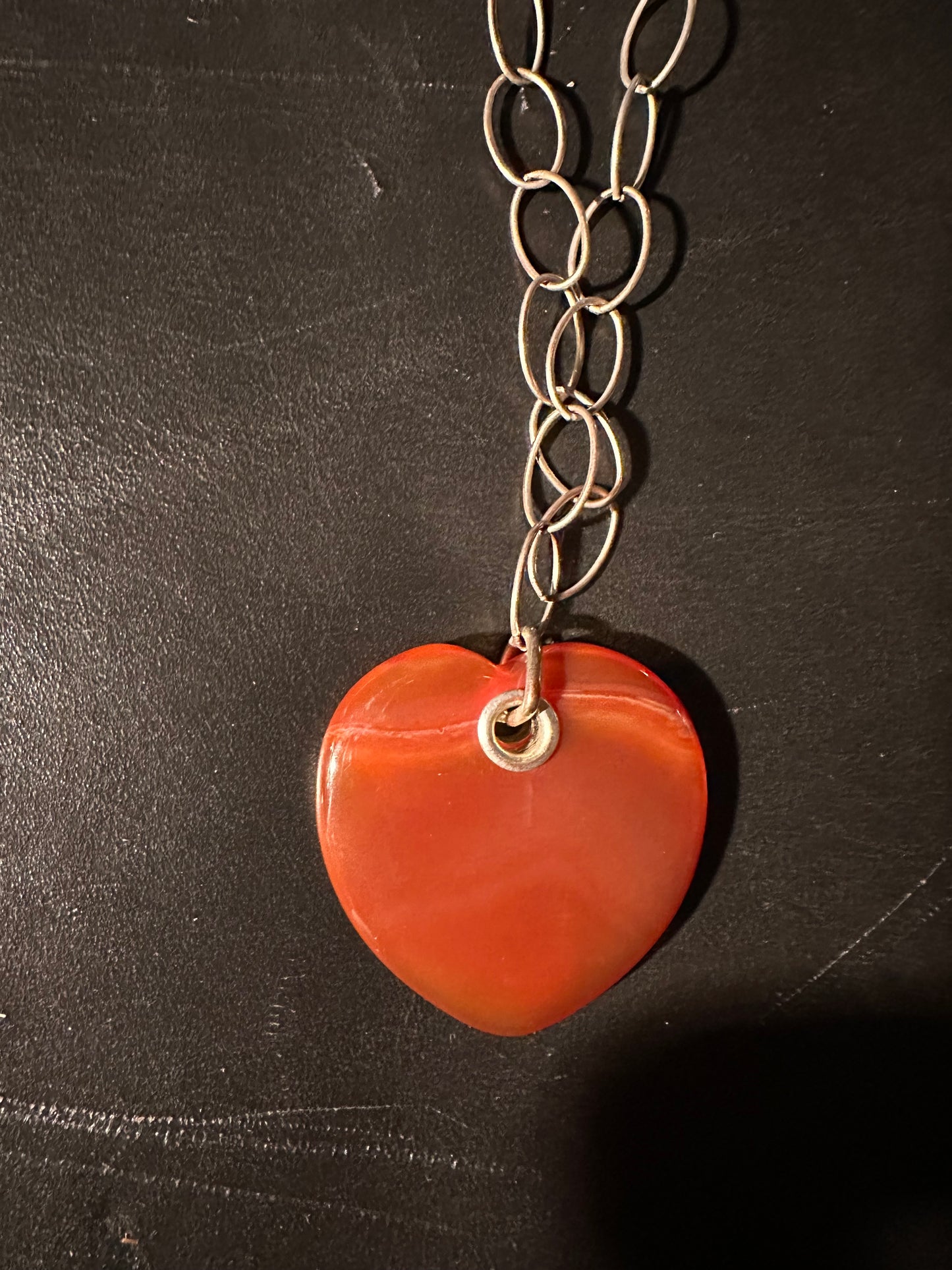 Vintage Amber heart pendant necklace