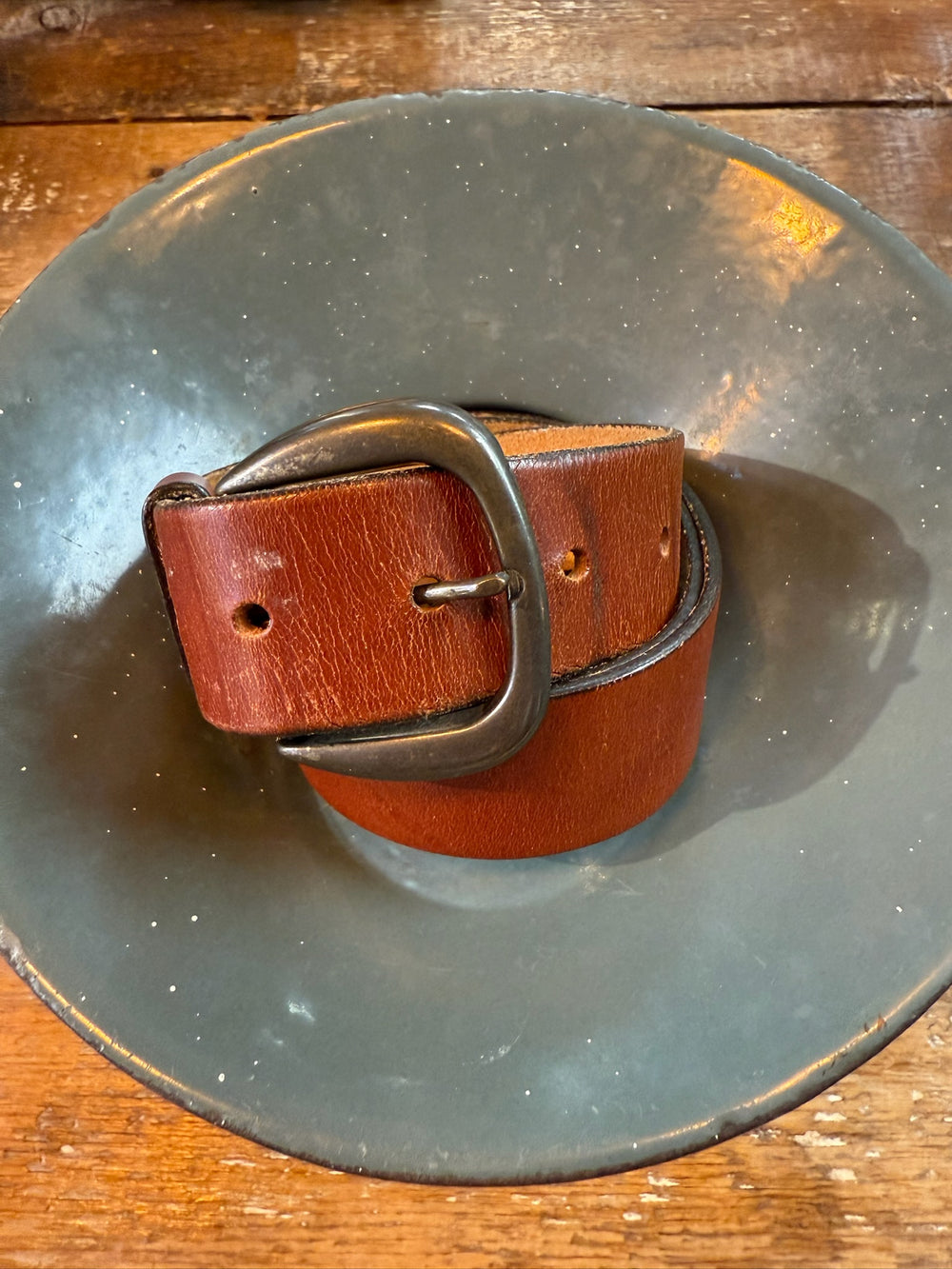 Vintage top grain leather belt