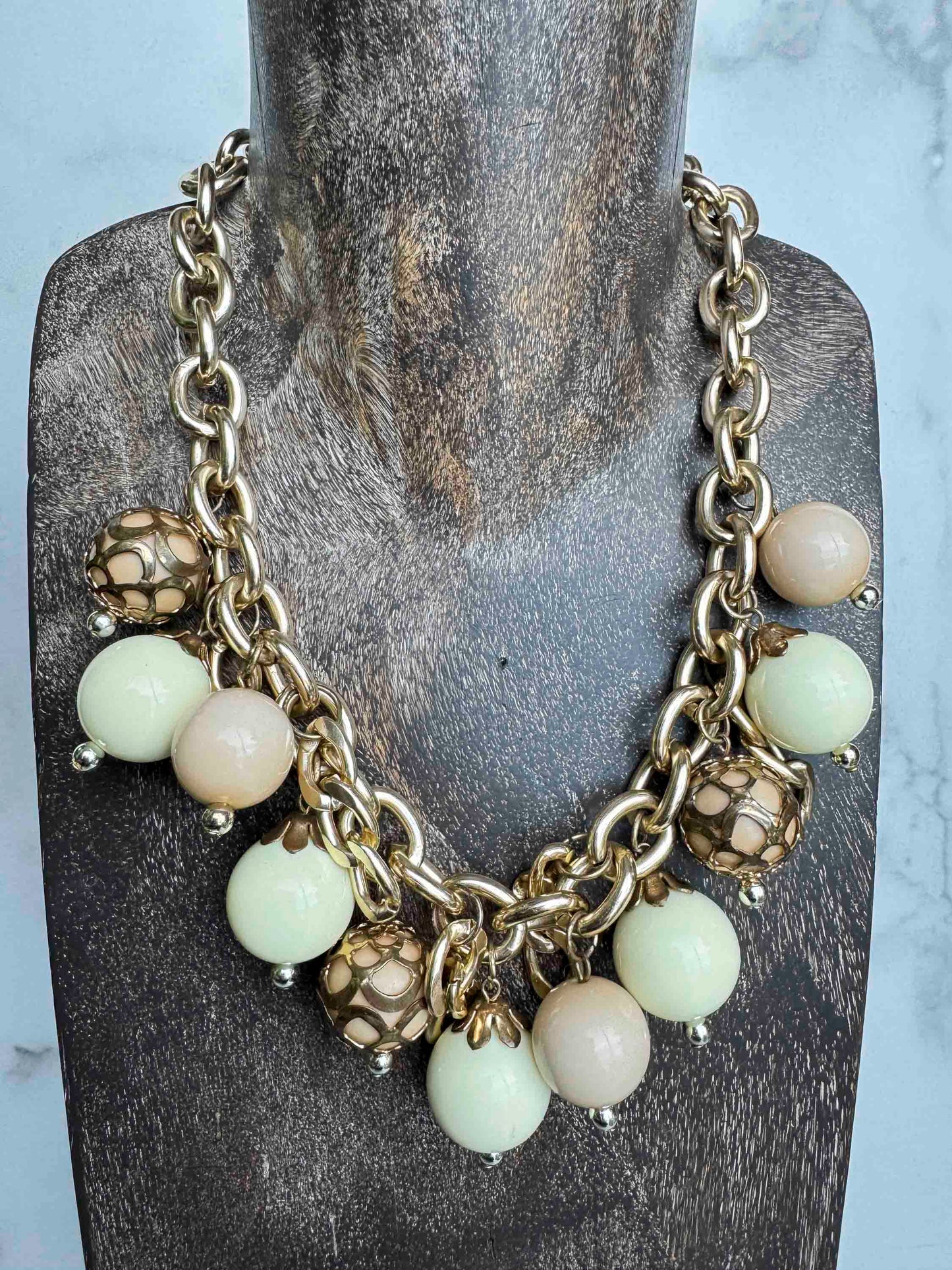 Vintage Chunky Gold Chain Bauble Necklace