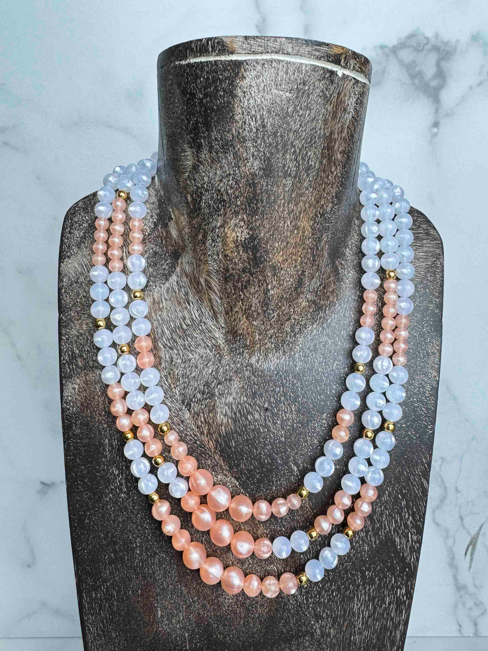 Vintage Multi-Strand Pastel Beaded Necklace