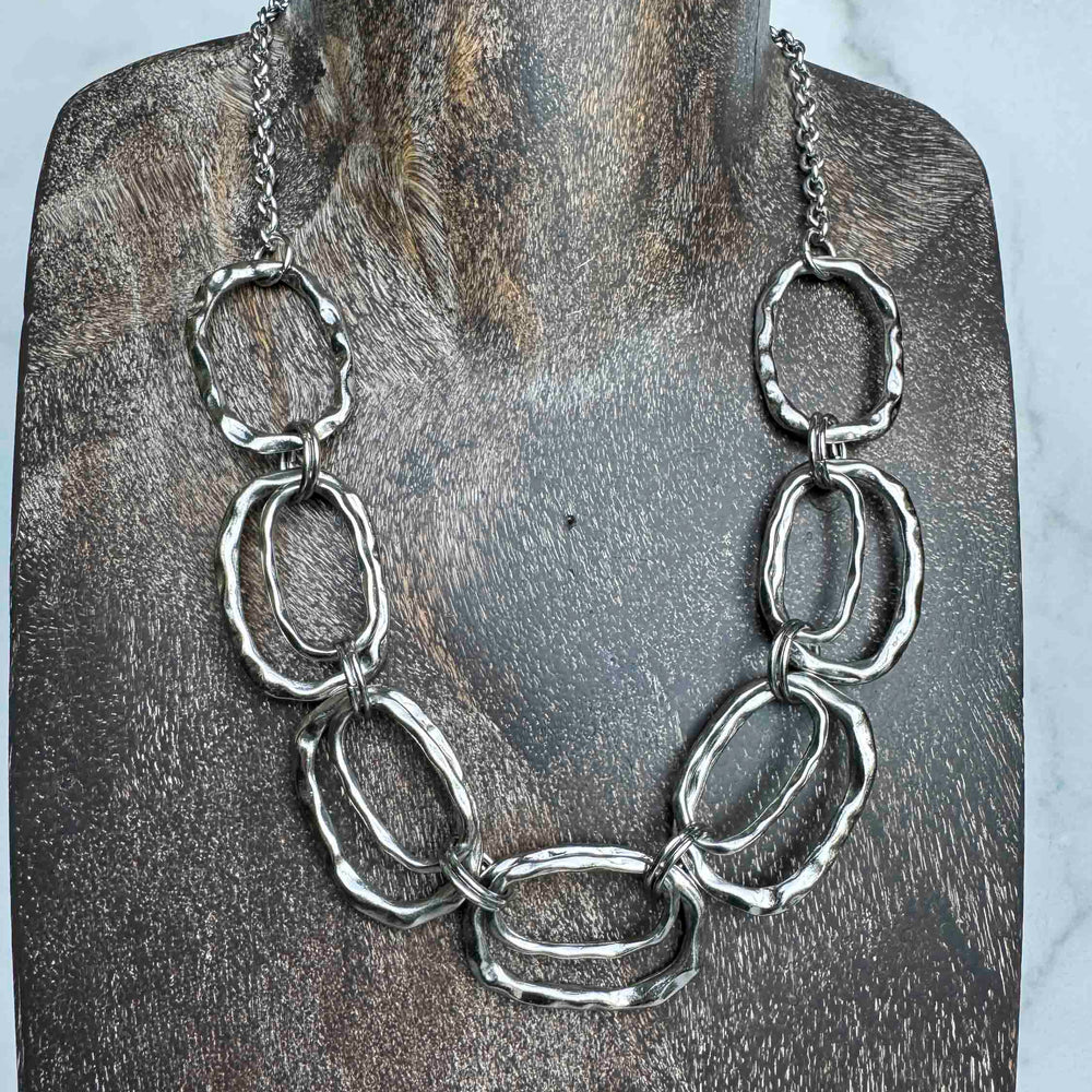 Vintage Silver Statement Link Necklace