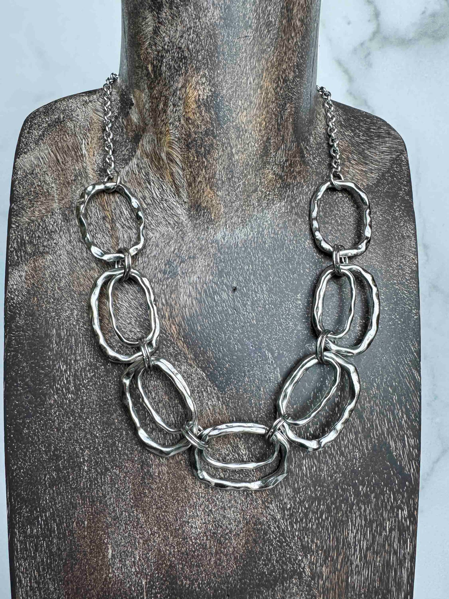 Vintage Silver Statement Link Necklace