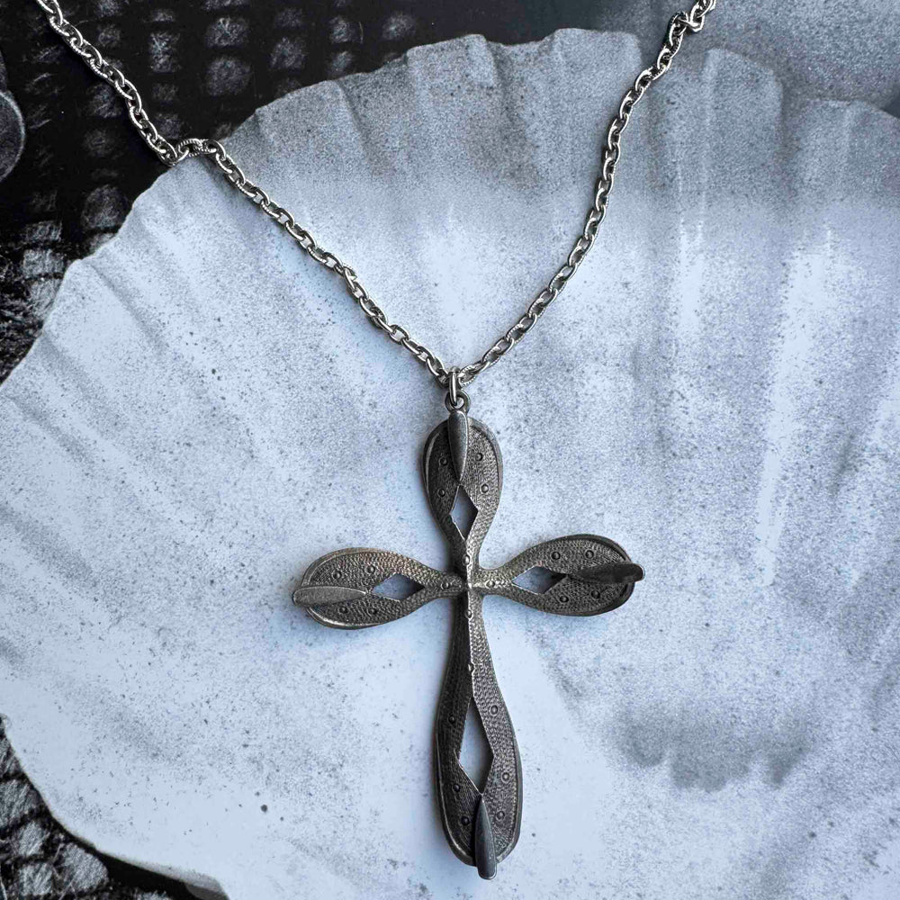 Vintage Large Silver Cross Necklace