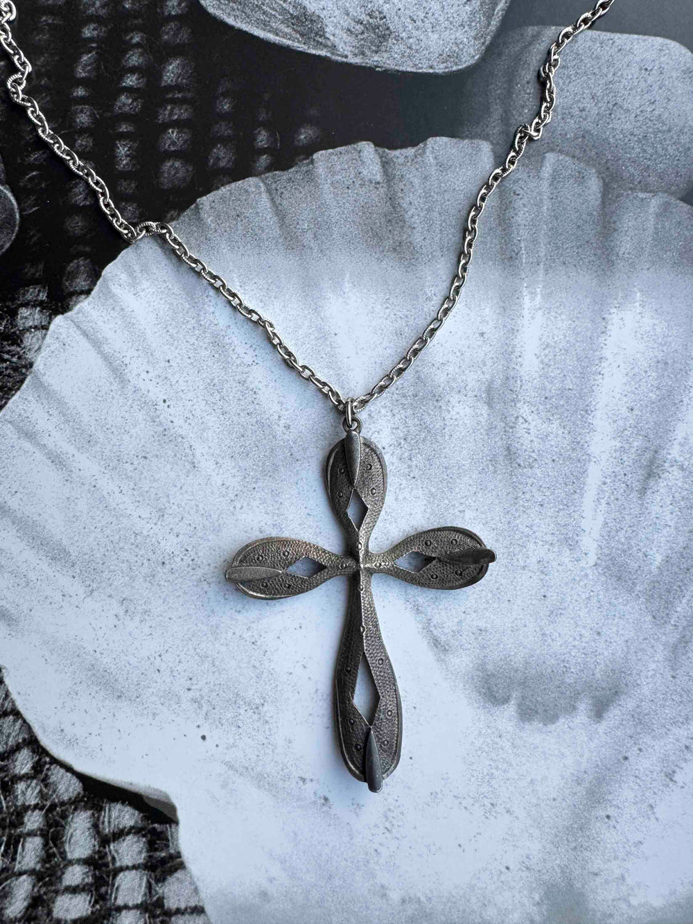 Vintage Large Silver Cross Necklace