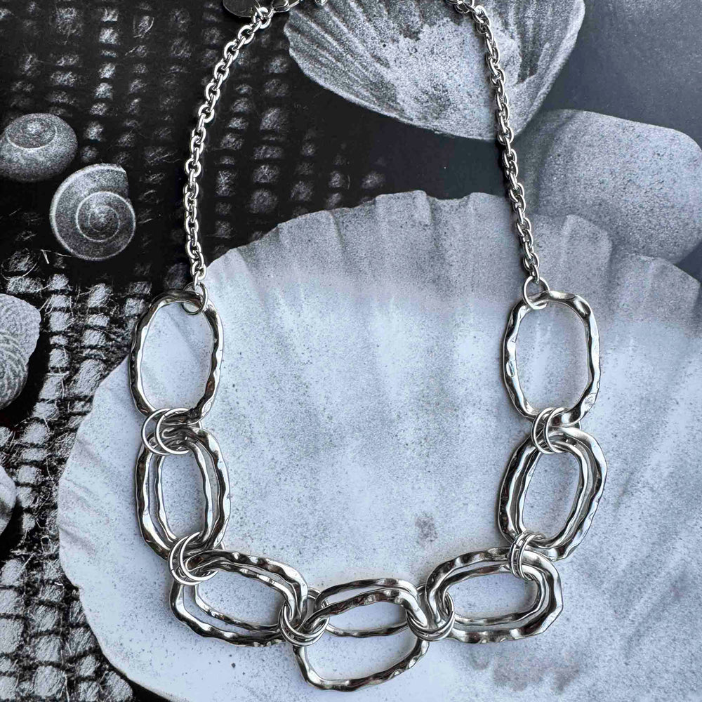 Vintage Silver Statement Link Necklace