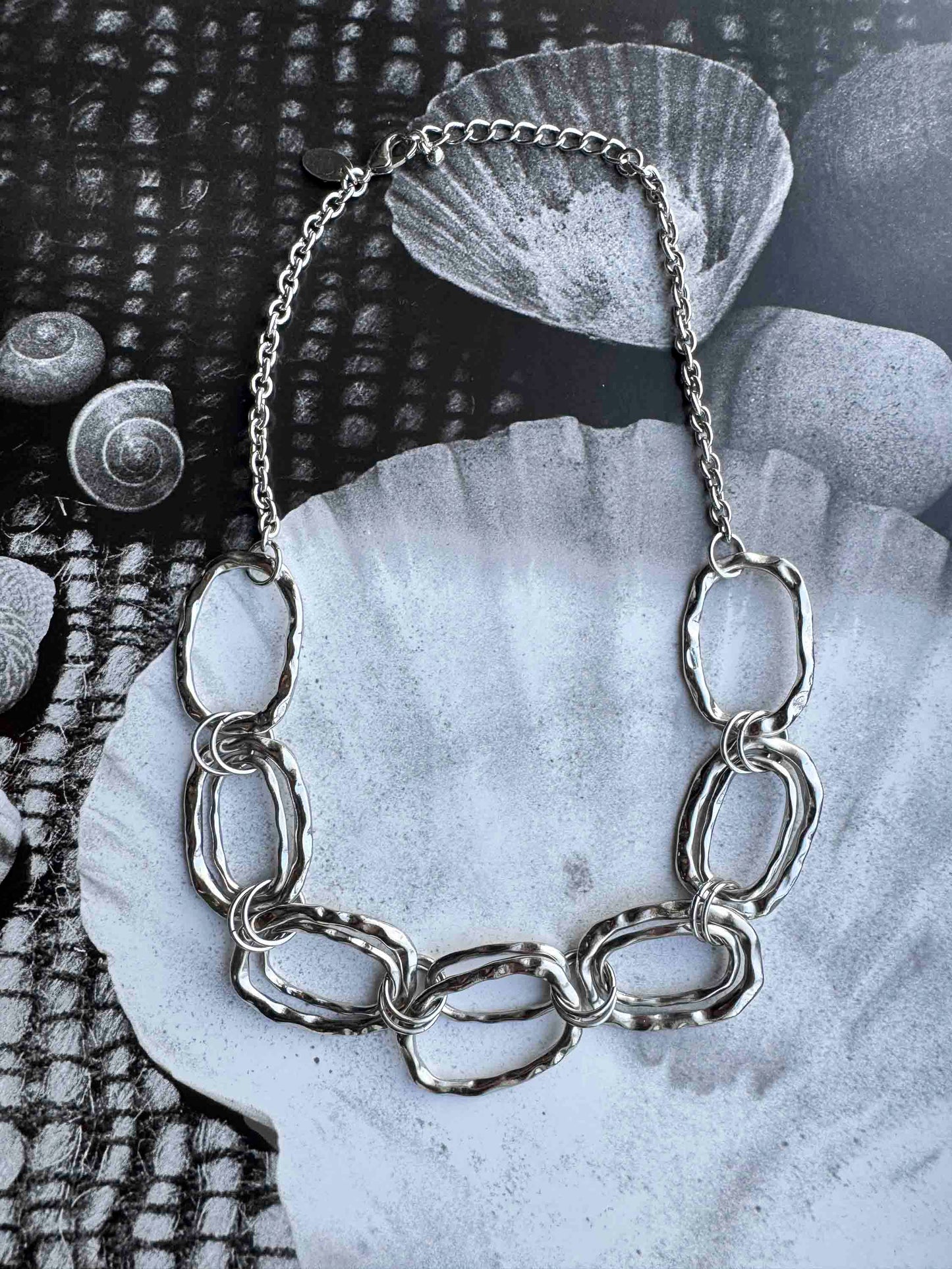 Vintage Silver Statement Link Necklace