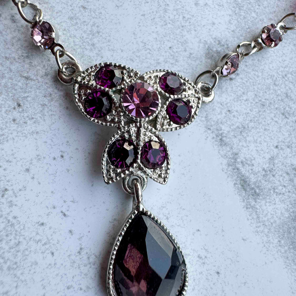 Vintage Regal Amethyst Drop Necklace