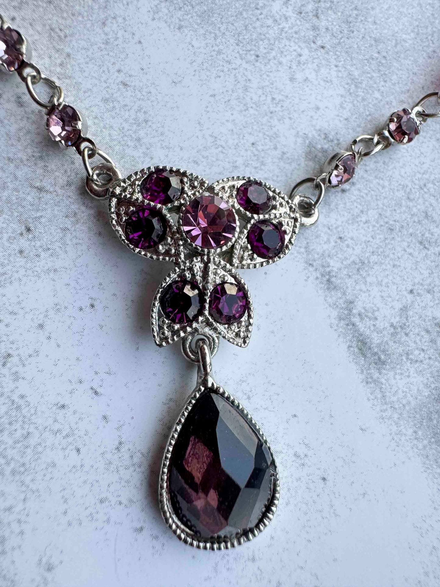 Vintage Regal Amethyst Drop Necklace