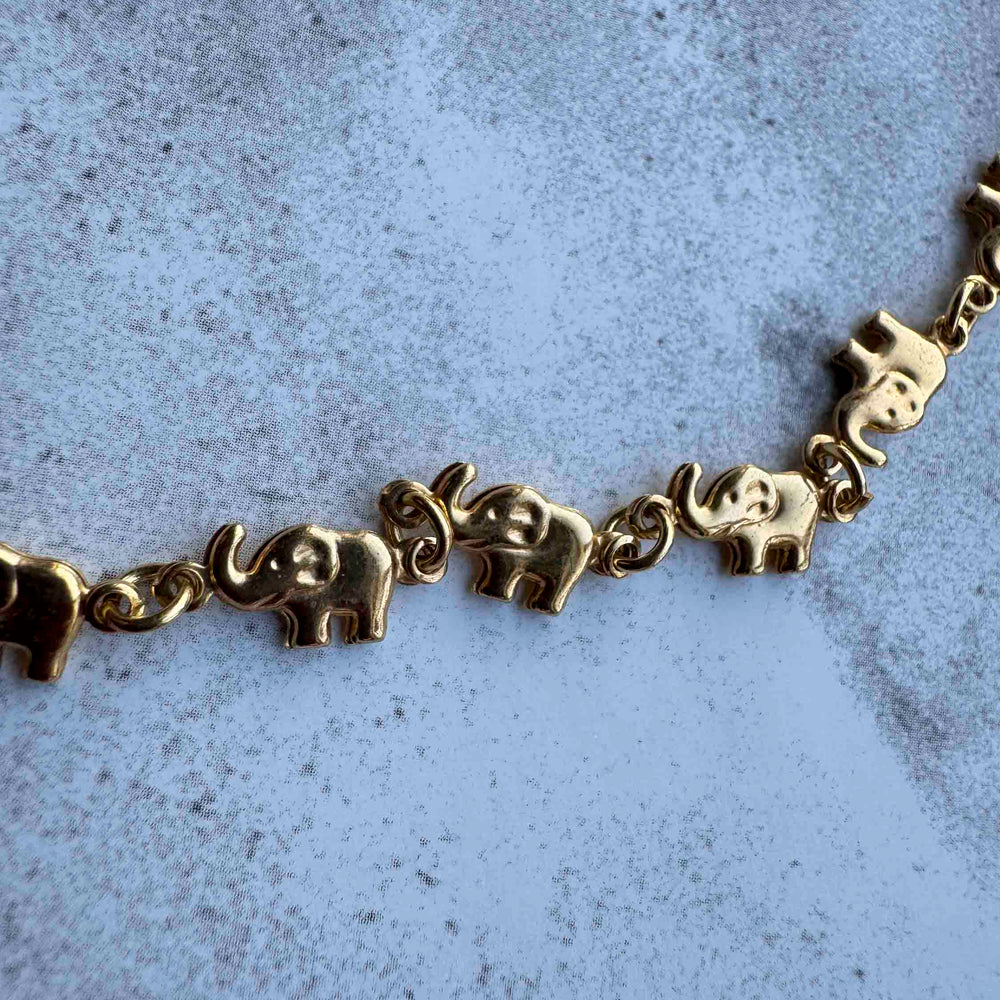 
                      
                        Vintage Golden Elephant Link Necklace
                      
                    