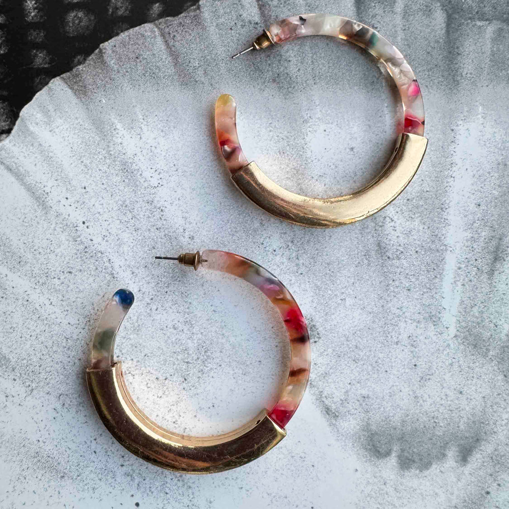 Pre-Loved Resin & Gold-Tone Hoop Earrings