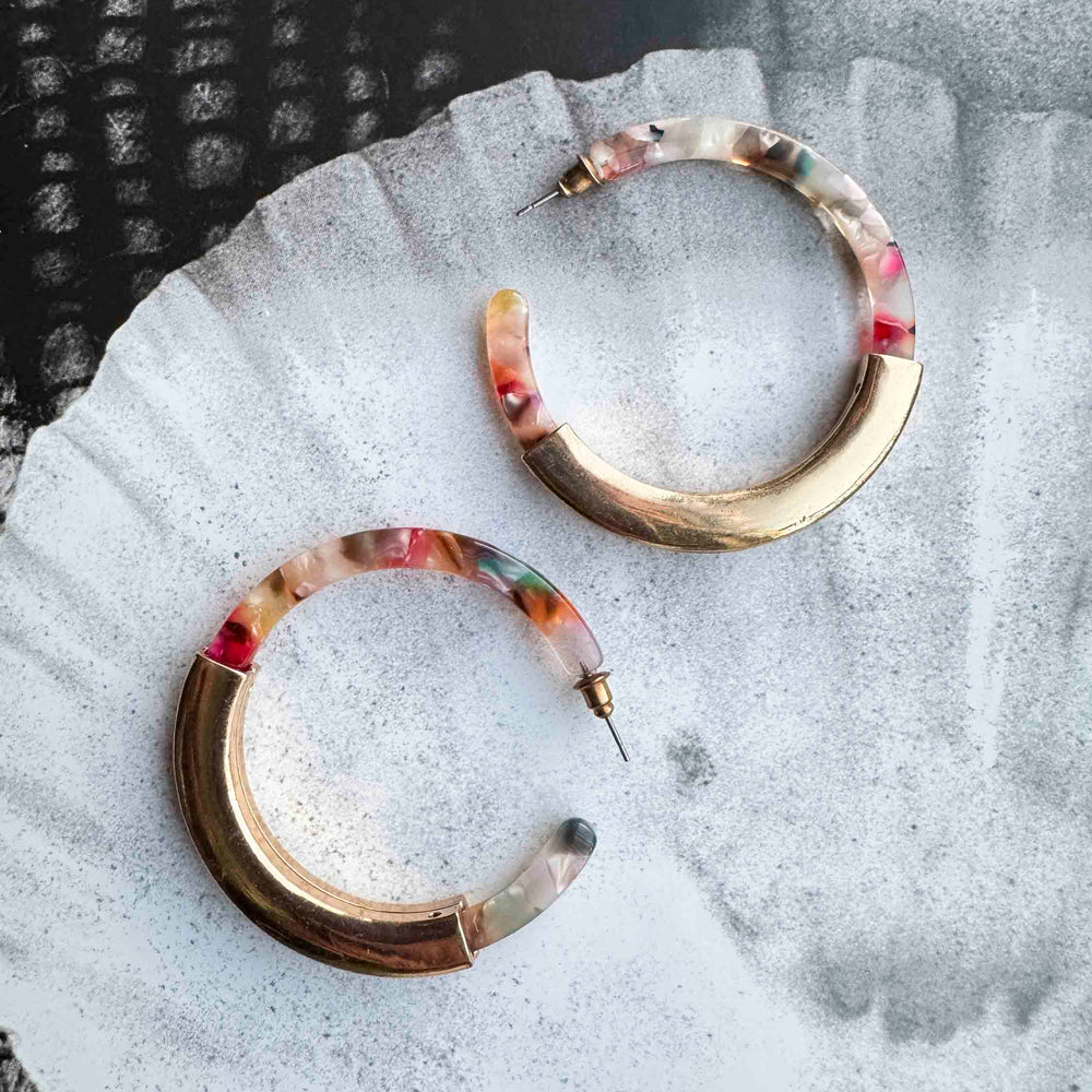 
                      
                        Pre-Loved Resin & Gold-Tone Hoop Earrings
                      
                    