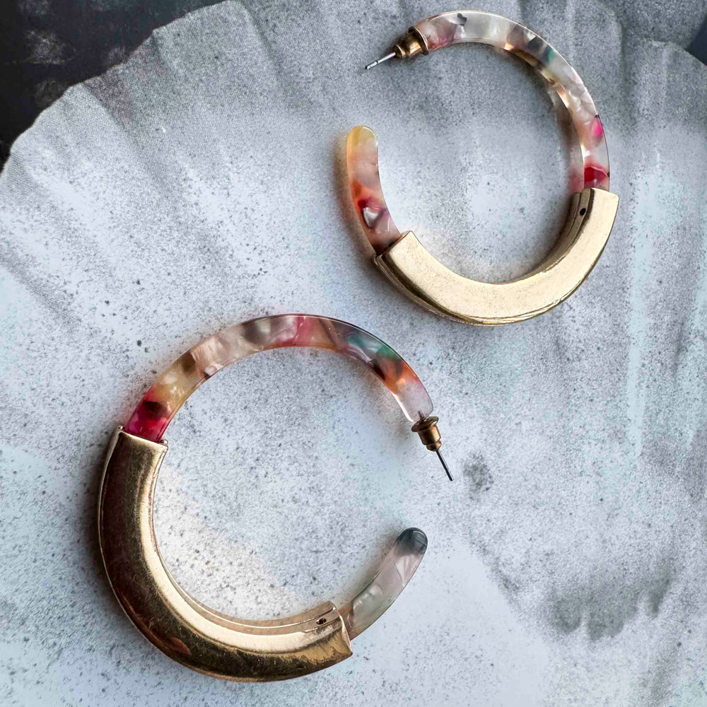 
                      
                        Pre-Loved Resin & Gold-Tone Hoop Earrings
                      
                    