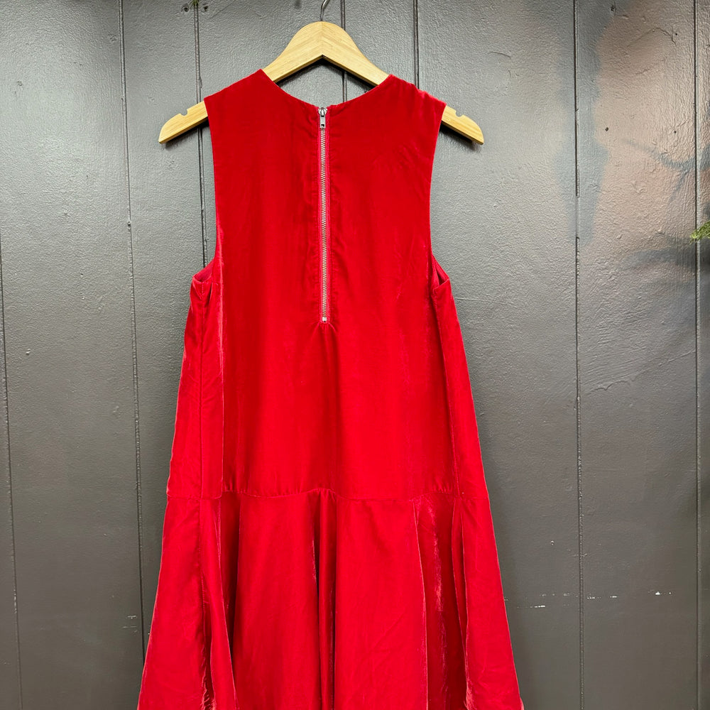 Mode Edit: Vintage Red Velvet Holiday Dress with Brooch