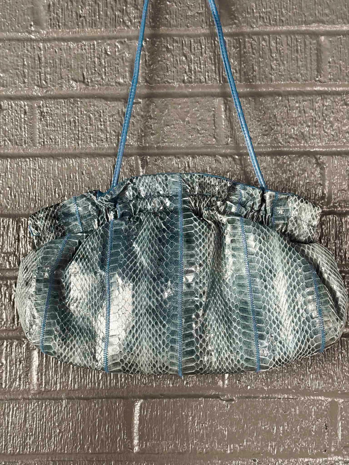 Vintage Lauren Alexandra Blue Snake Embossed Leather Purse