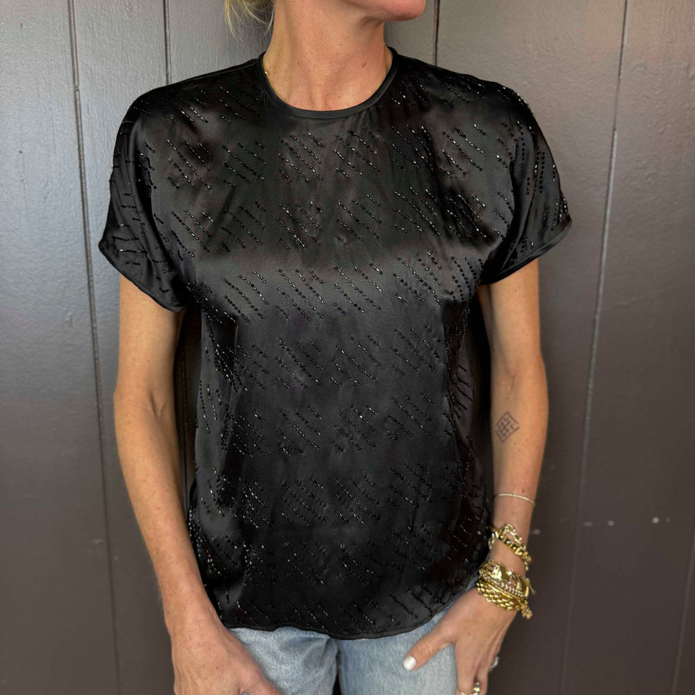 Vintage Jones NY Sequined Black Top