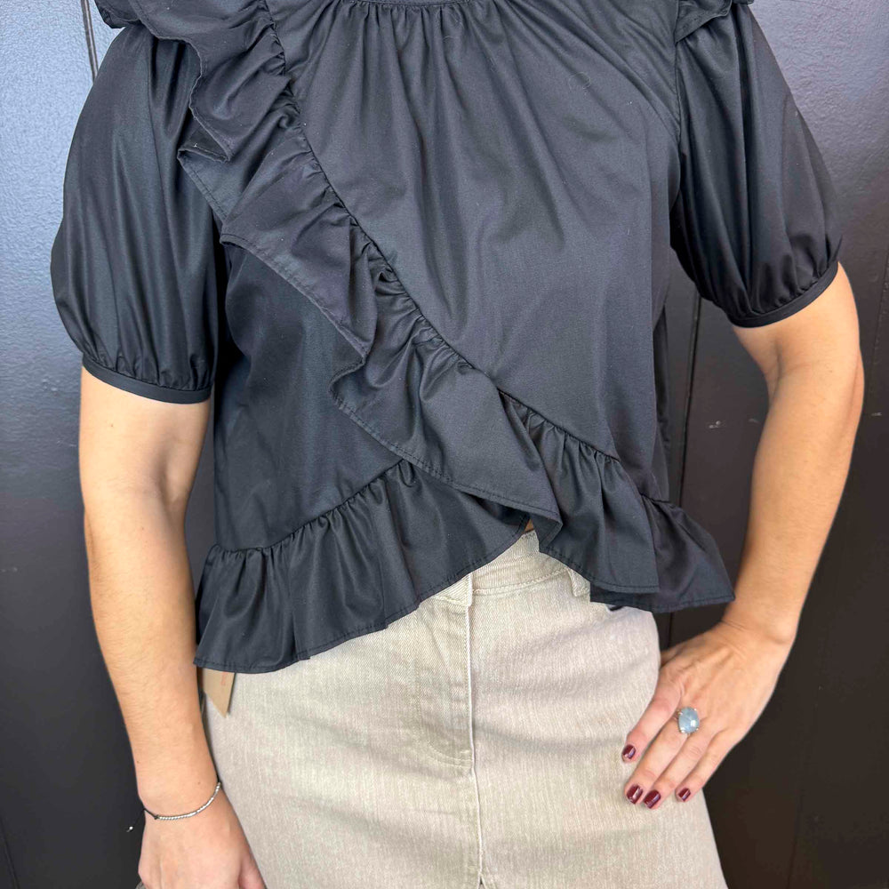 
                      
                        Pre-loved Black Ruffle Top - Size S/M
                      
                    