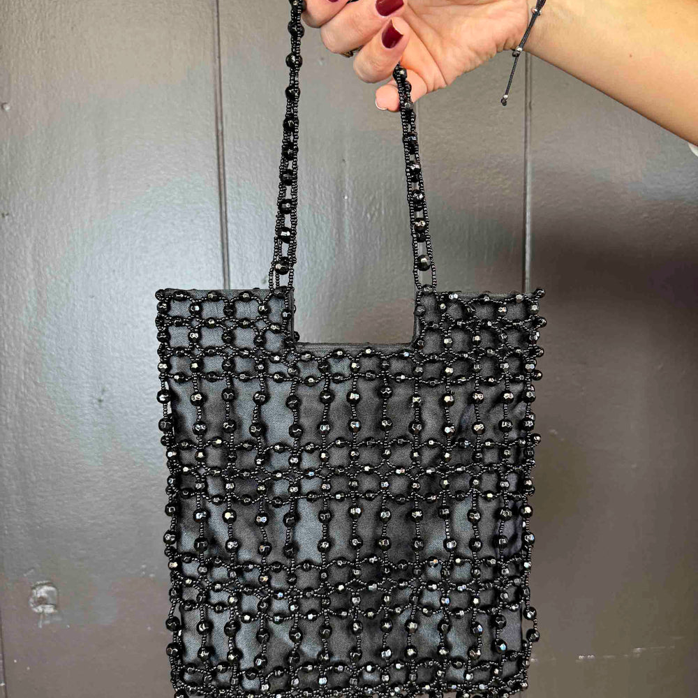 Vintage Sequin Basketweave Handbag