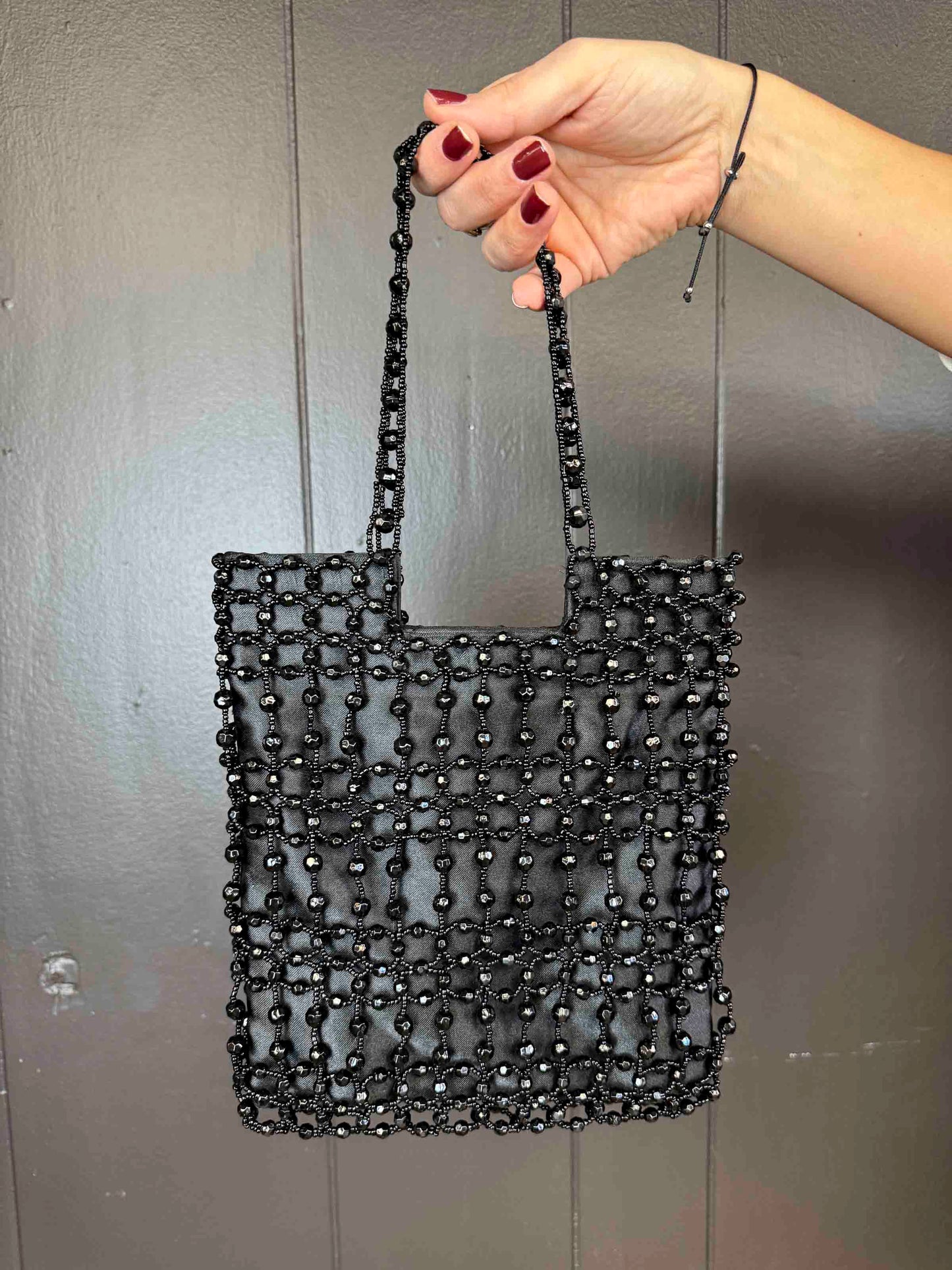 Vintage Sequin Basketweave Handbag