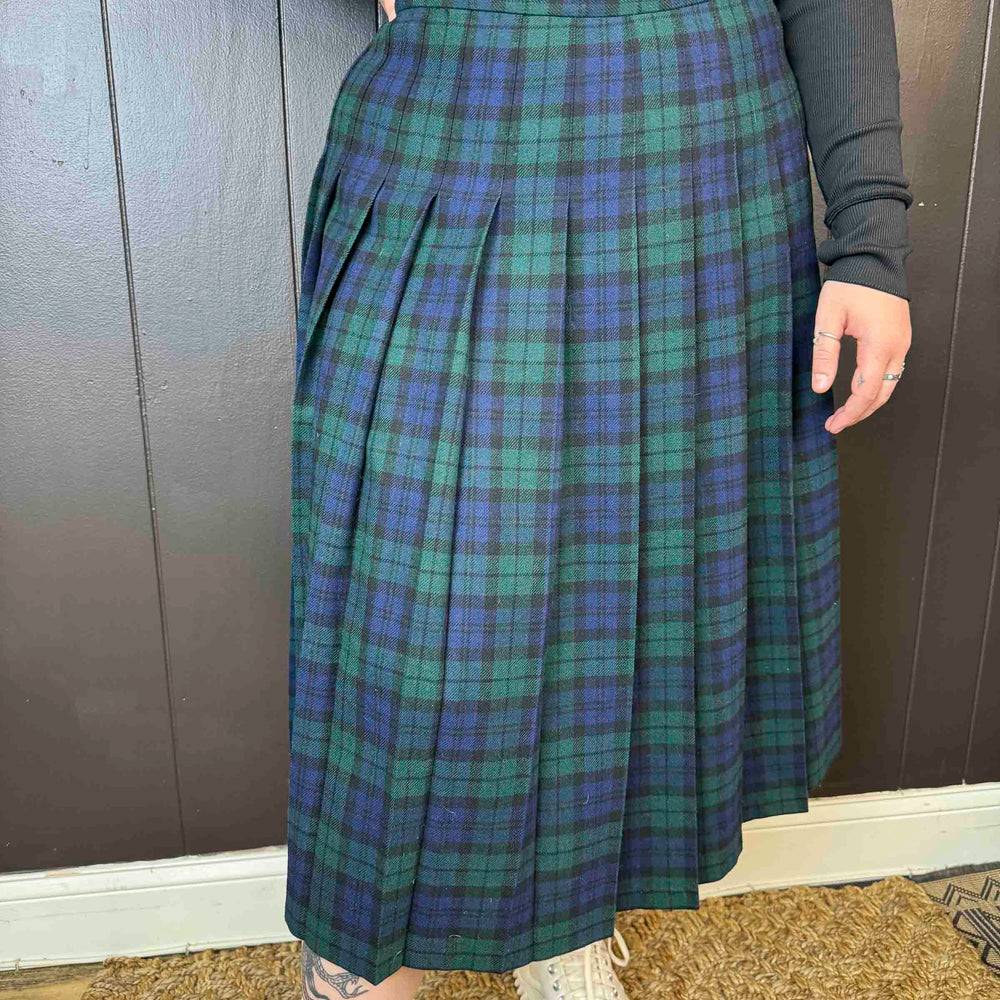 Vintage Plaid Midi Skirt