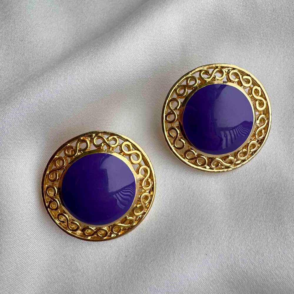 
                      
                        Vintage Purple Enamel & Gold Filigree Post Earrings
                      
                    